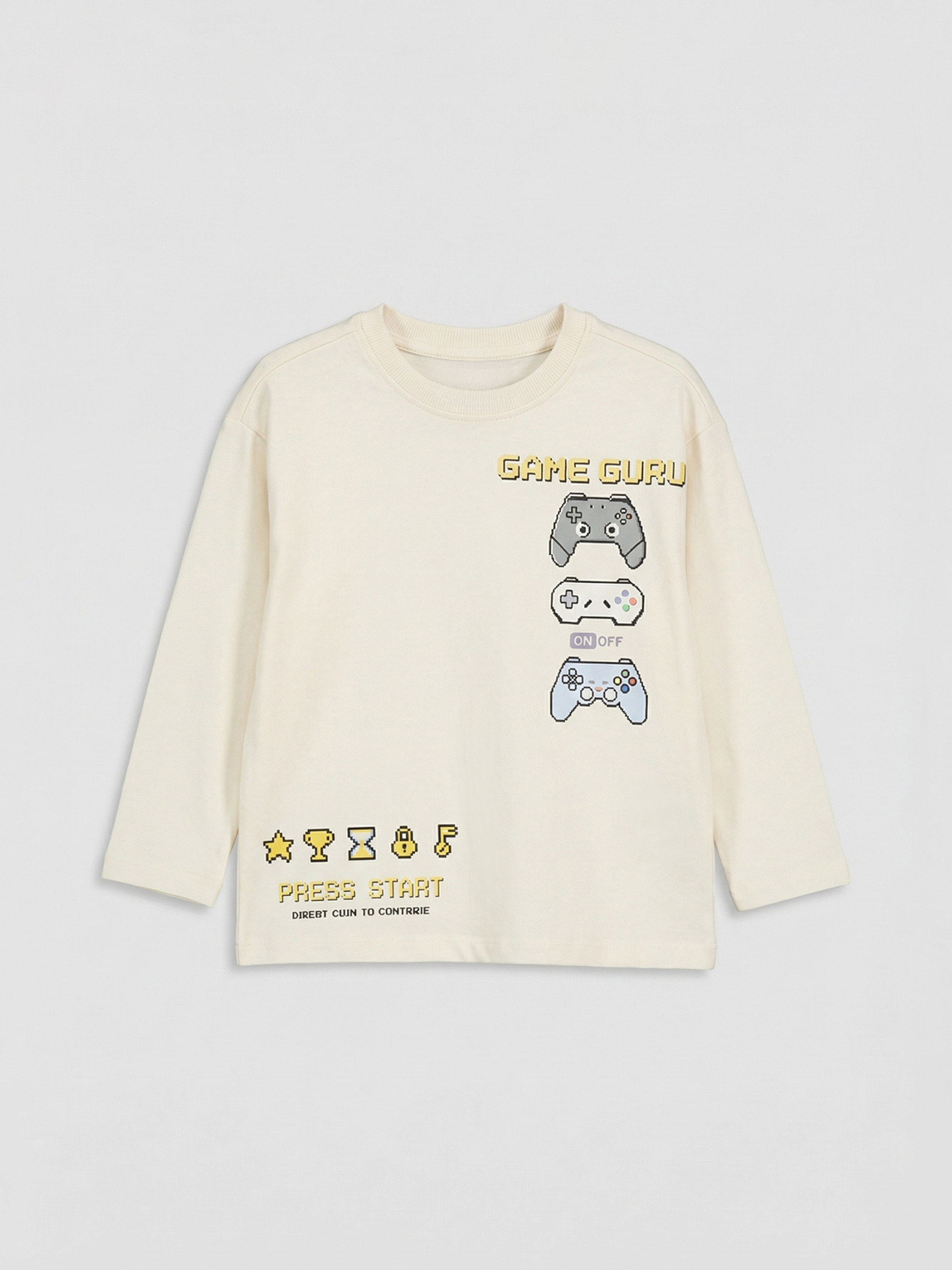 Bej  Bisiklet Yaka Erkek Çocuk Tişört 2'li-1