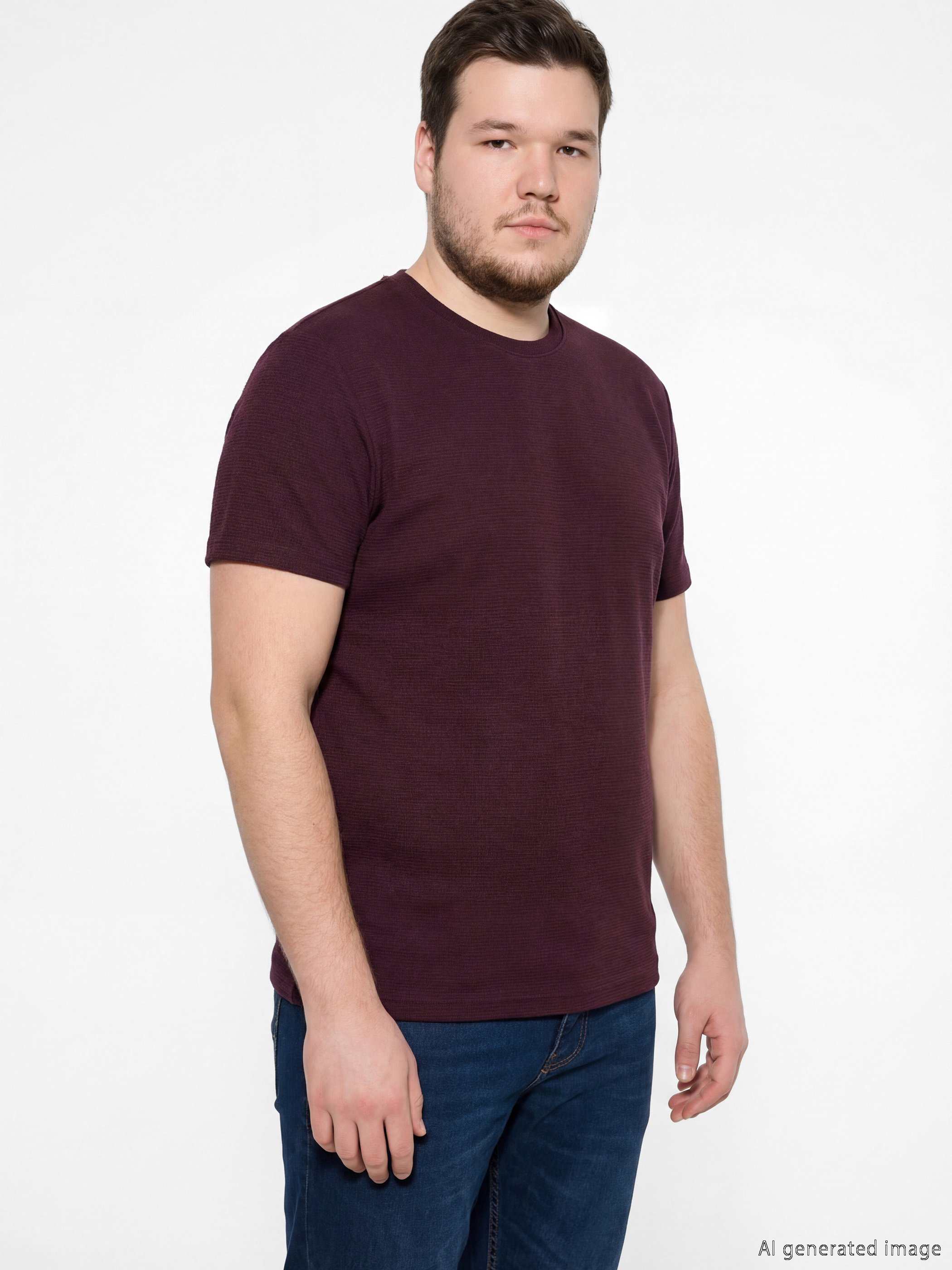 Mürdüm Bisiklet Yaka Erkek Tişört-1