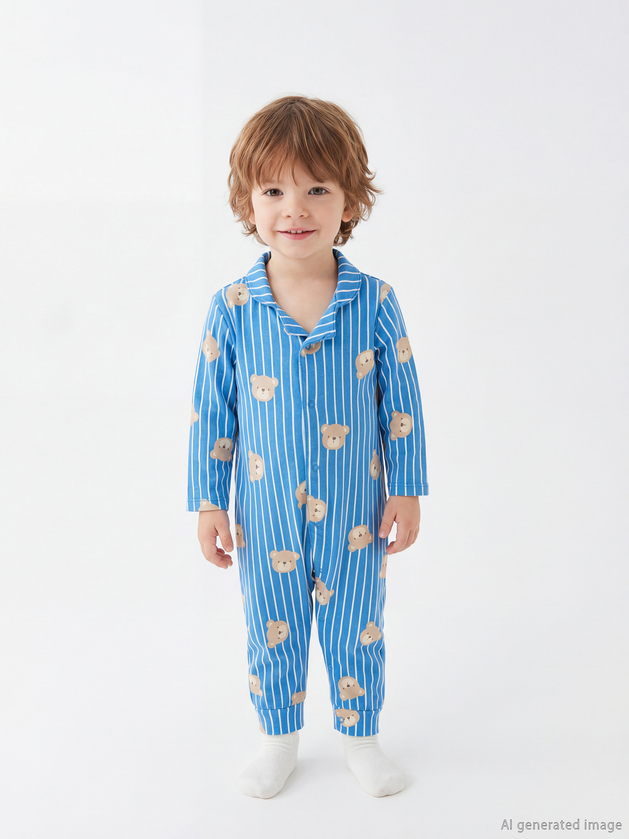 LCW baby Gömlek Yaka Ayıcık Baskılı Erkek Bebek Tulum - S64812Z1-LQP