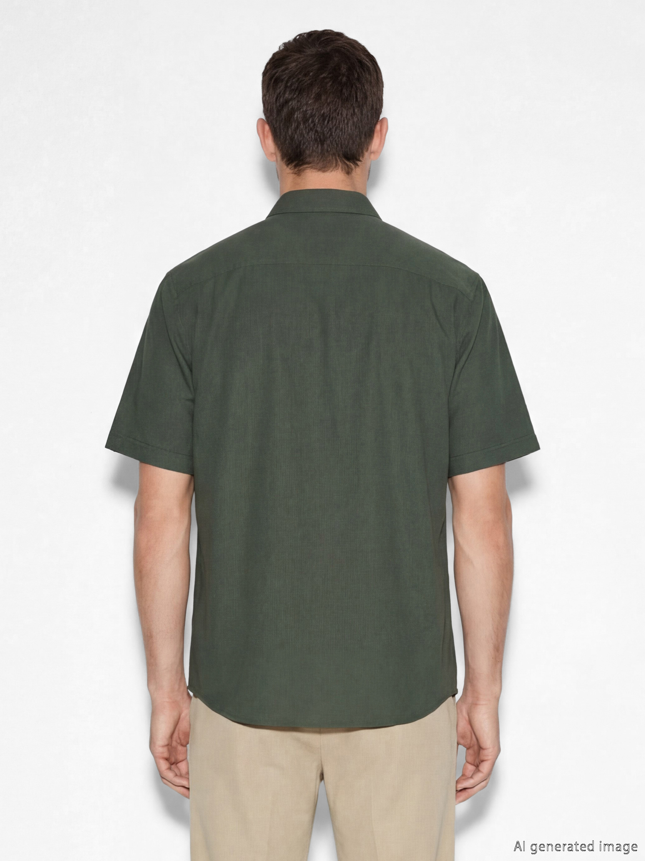 Yeşil Regular Fit Armürlü Erkek Gömlek-2