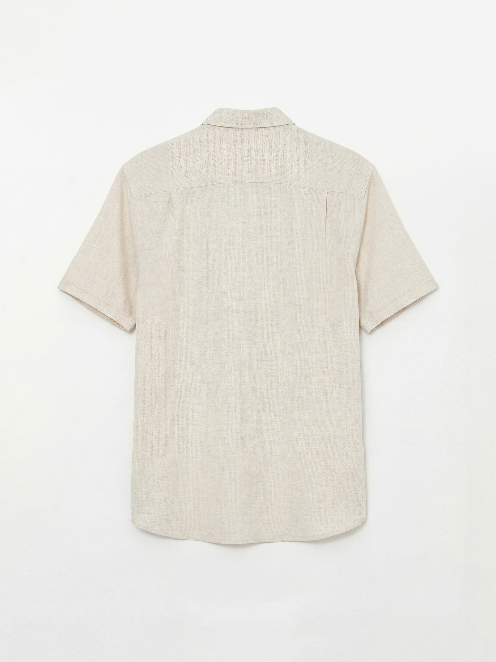 Bej Regular Fit Armürlü Erkek Gömlek-5