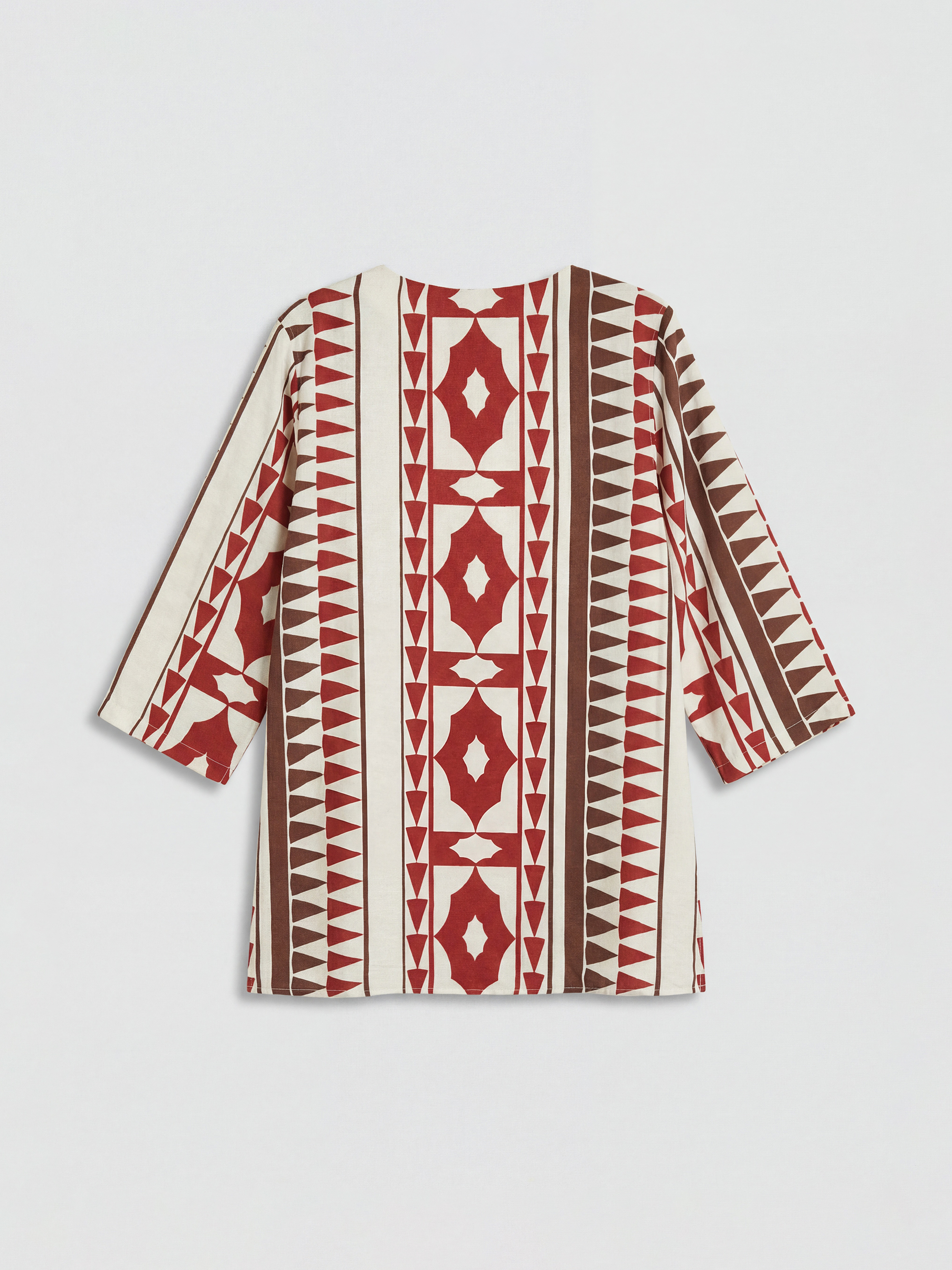 V Neck Patterned Oversize Blouse-5