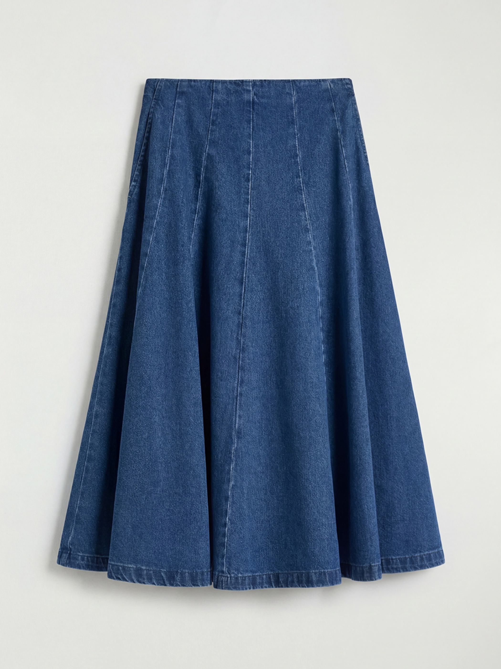 High Waisted Zippered Flared Denim Skirt-4
