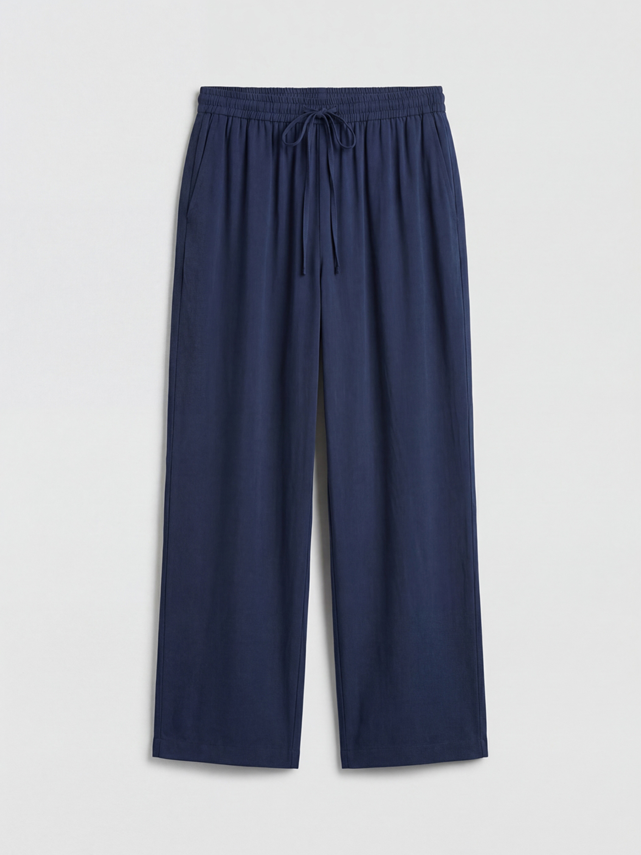 Lacivert Beli Lastikli Kadın Pantolon-5