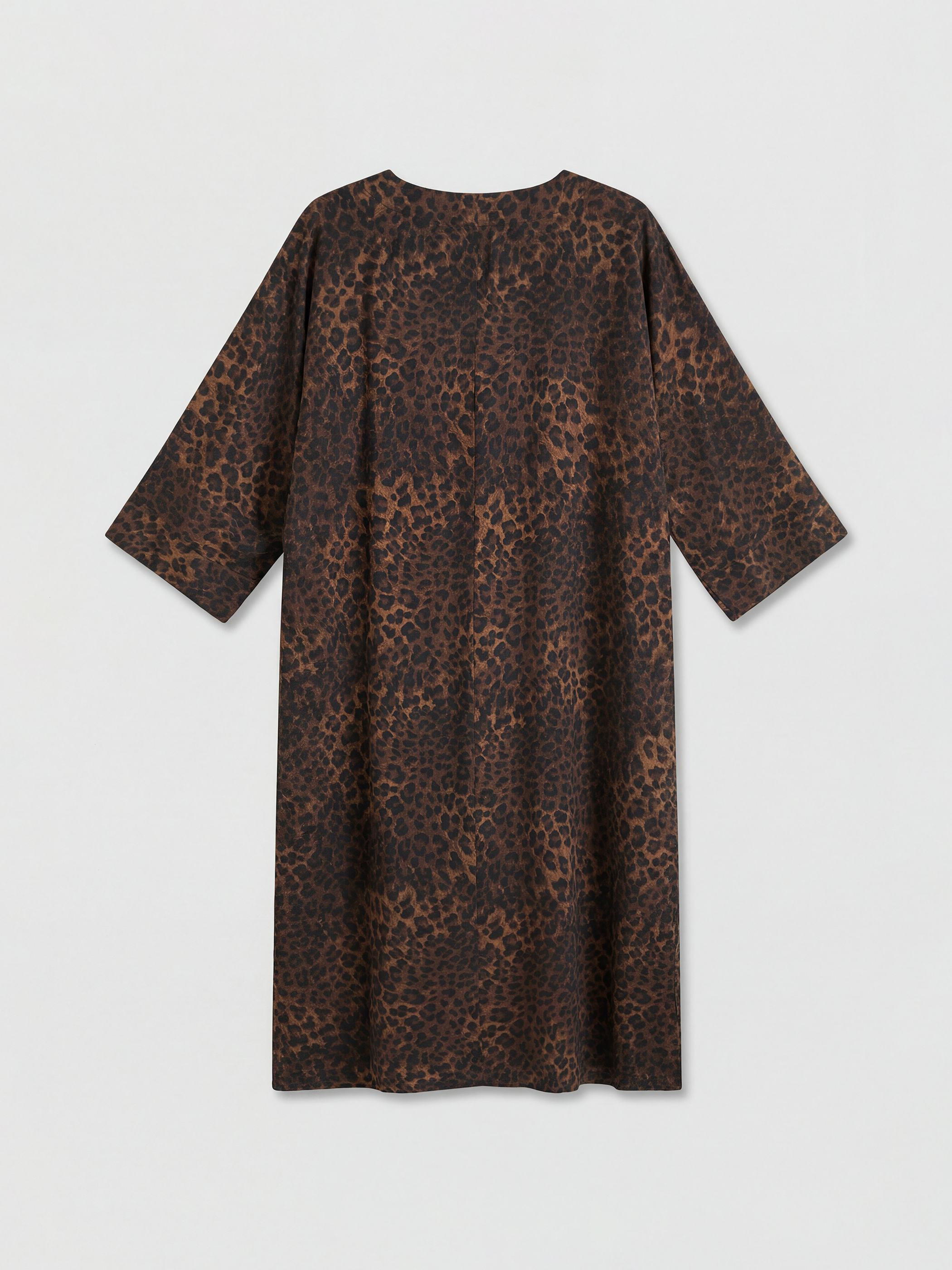 V Neck Leopard Print A-Line Oversize Dress-5