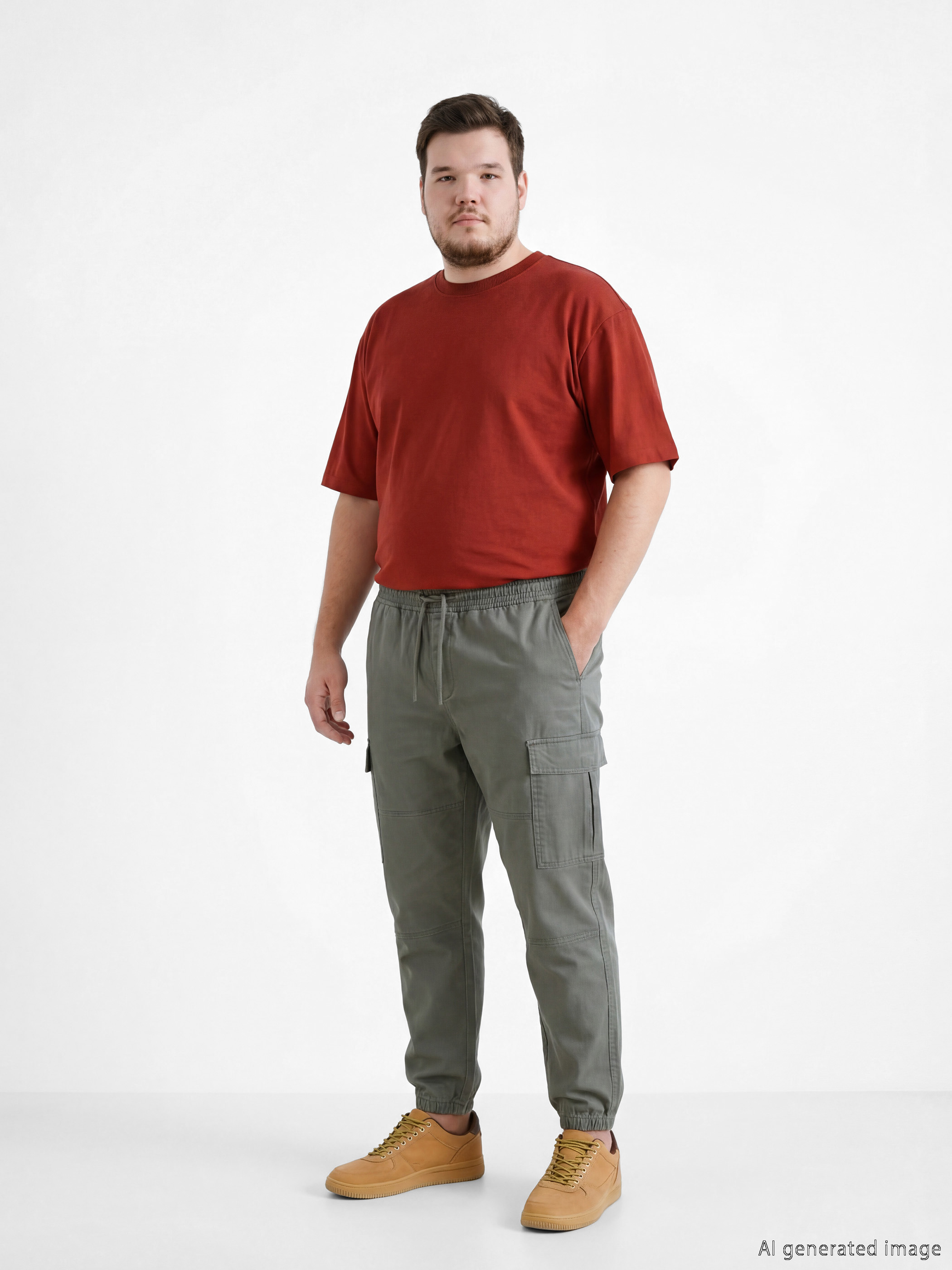Man KHAKI Cargo Trousers-1