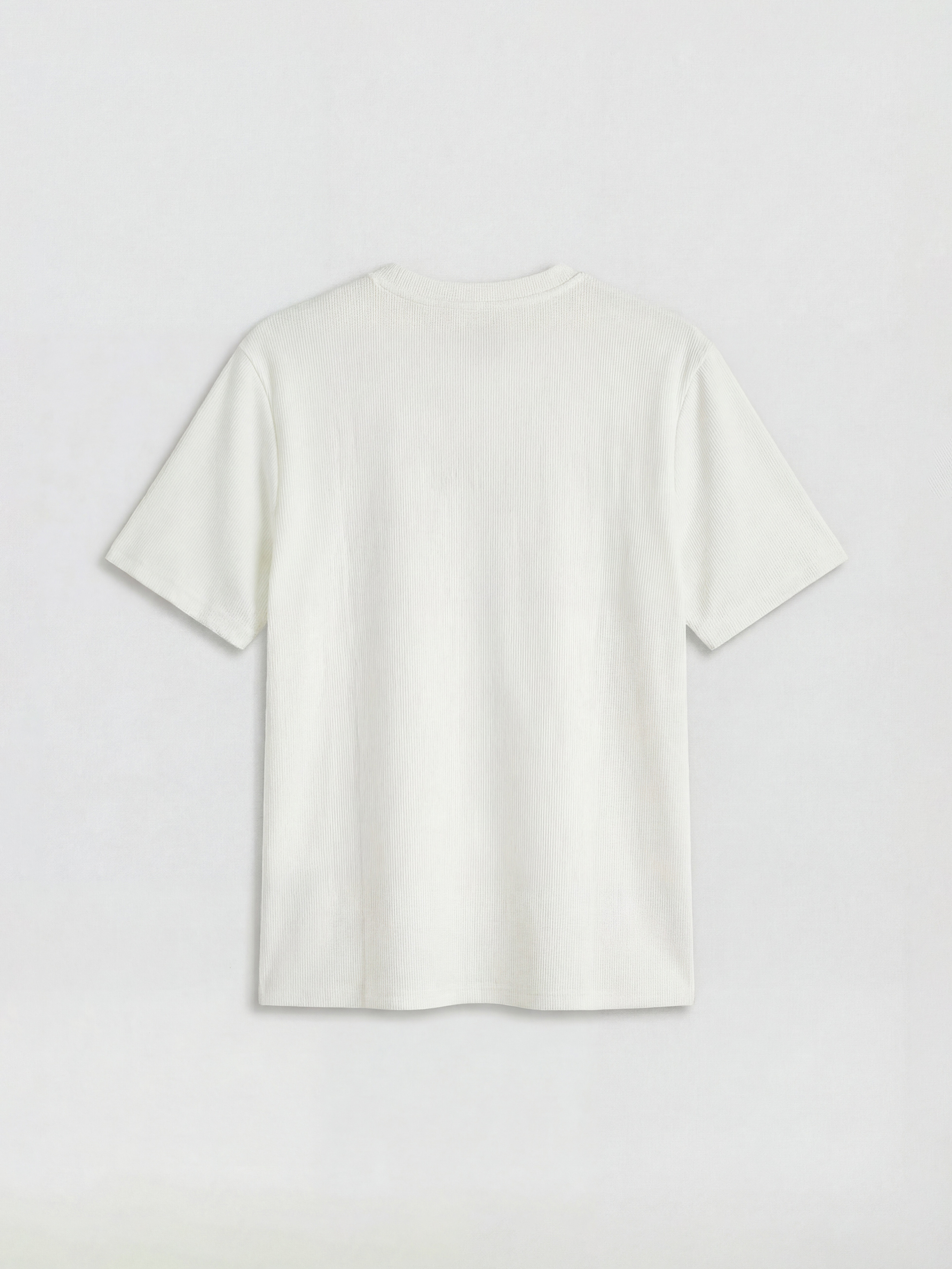 Ekru Bisiklet Yaka Baskılı  Erkek Tişört-1