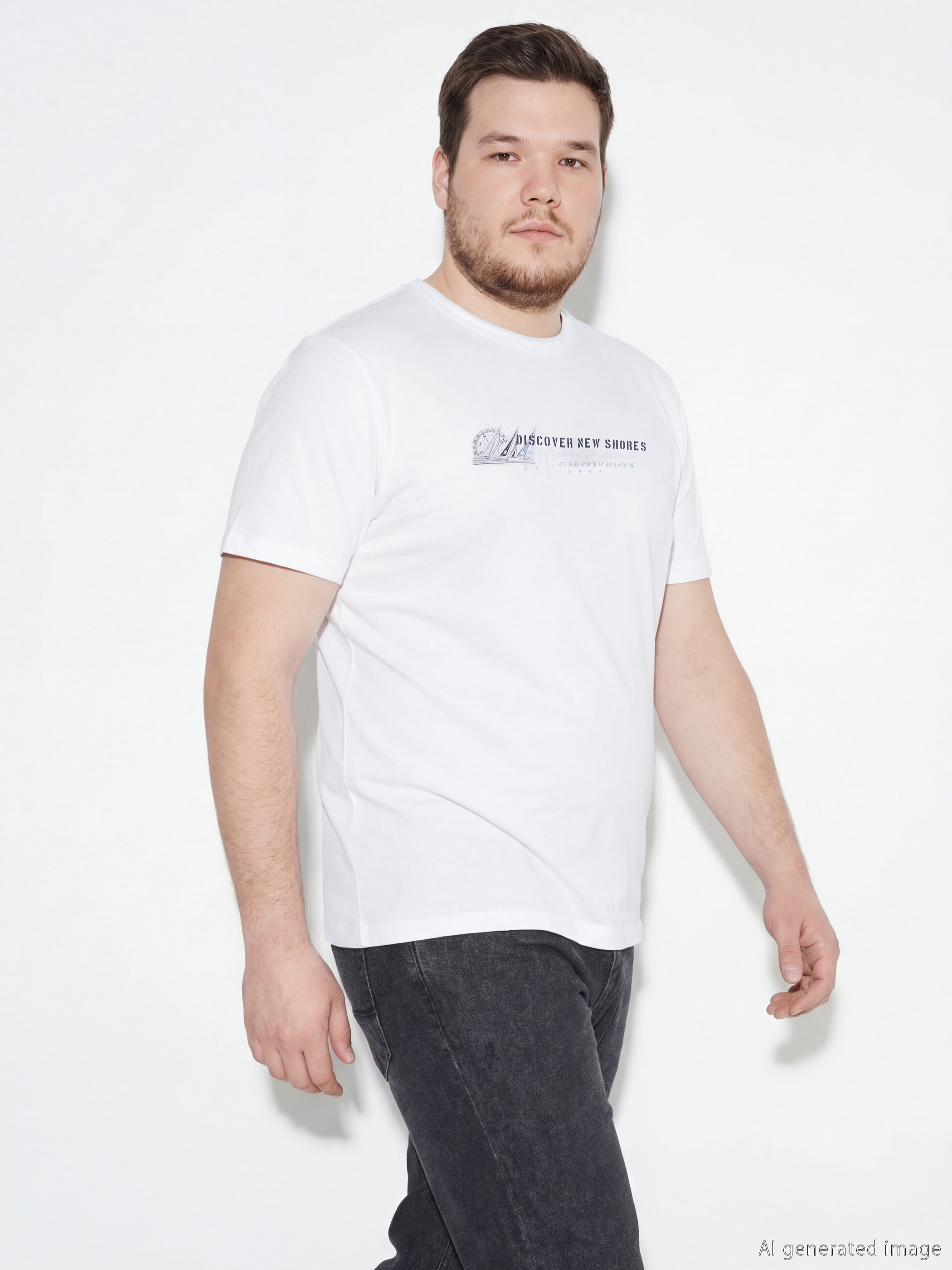 تي شيرت رجالي جيرسي مطبوع بكول مدور-1