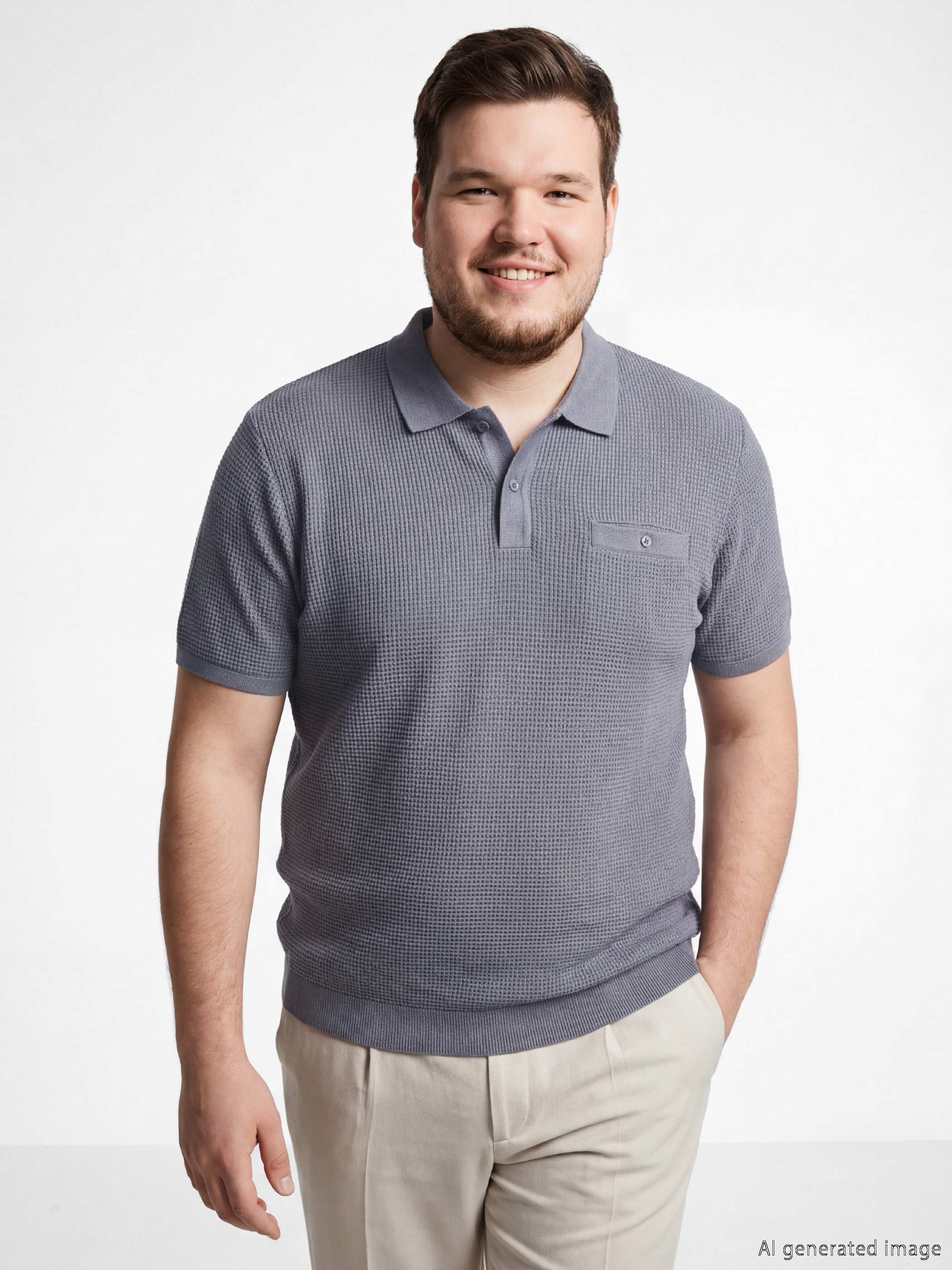 Gri Polo Yaka Erkek Tişört-1