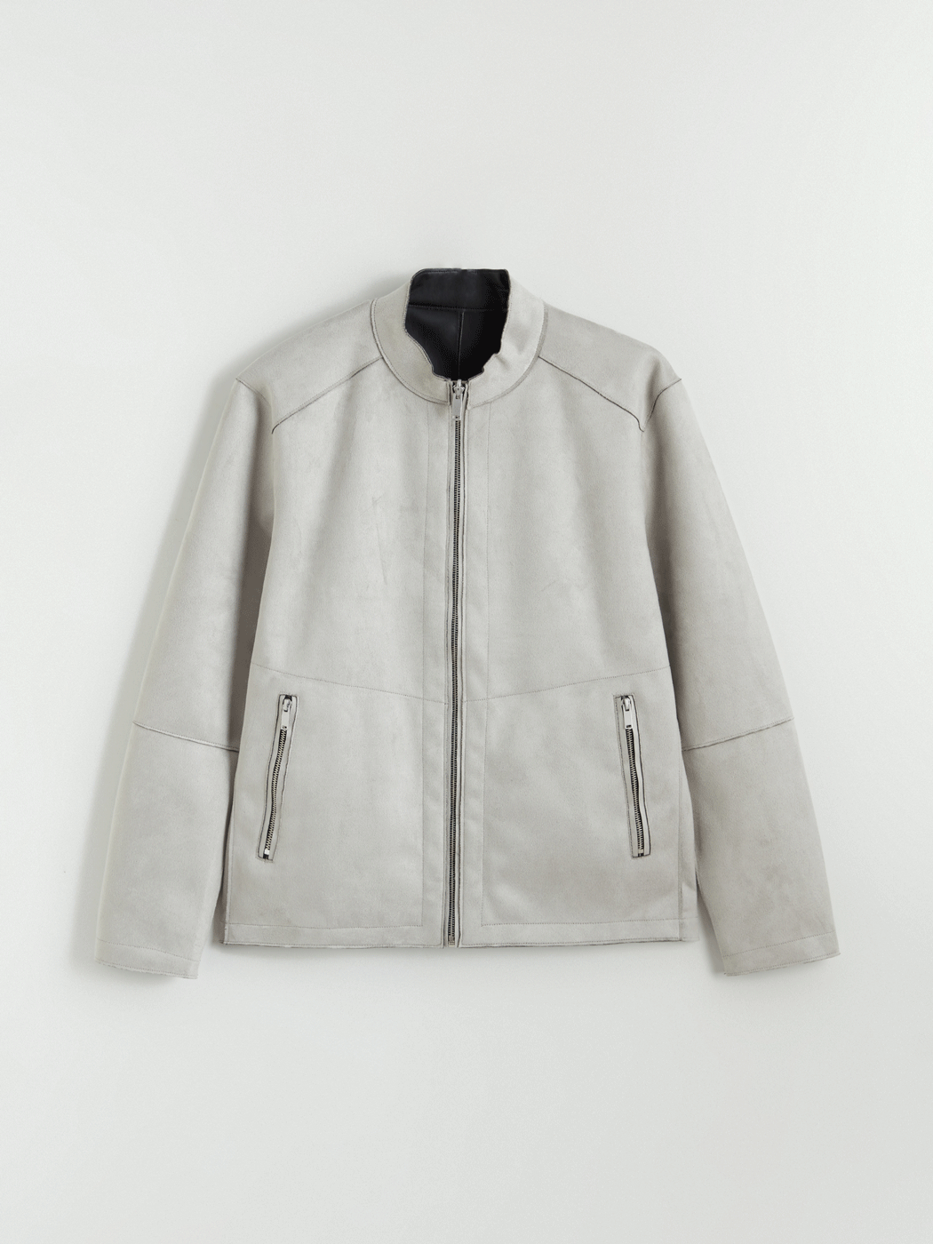 Bej Standart Kalıp Dik Yaka Erkek Deri Görünümlü Mont-7