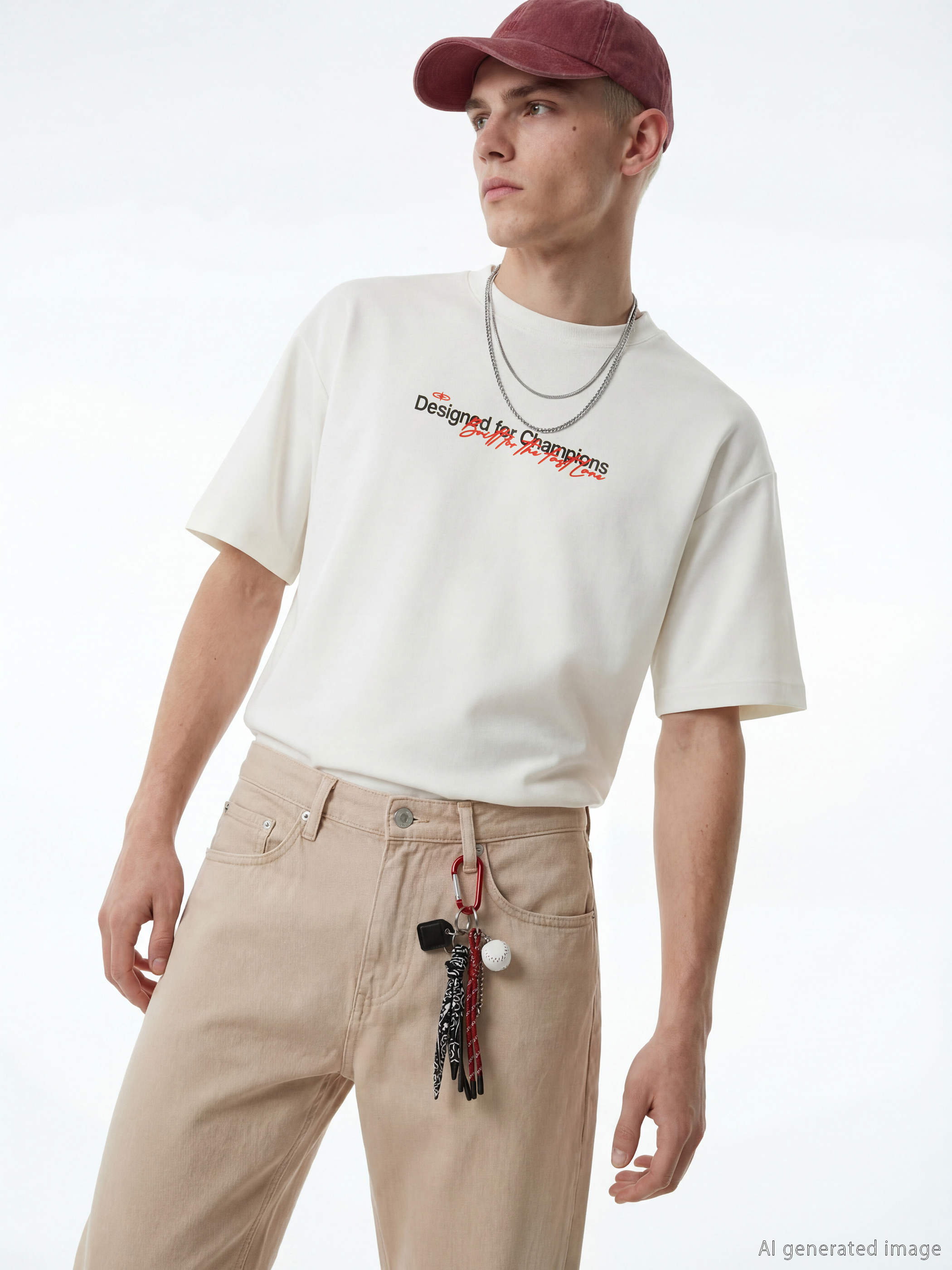 Мужская футболка с круглым вырезом и принтом-1