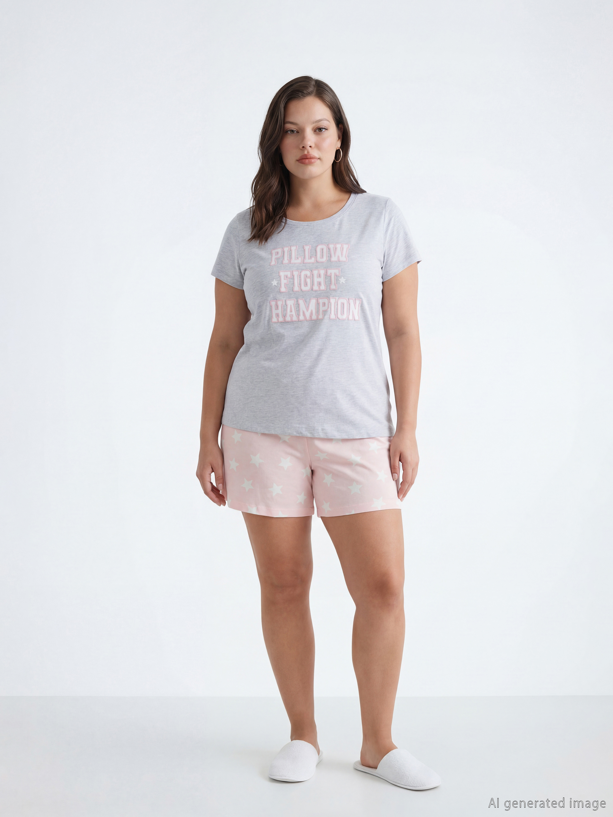 Žena RUŽIČASTA Kratki pidžama set-1