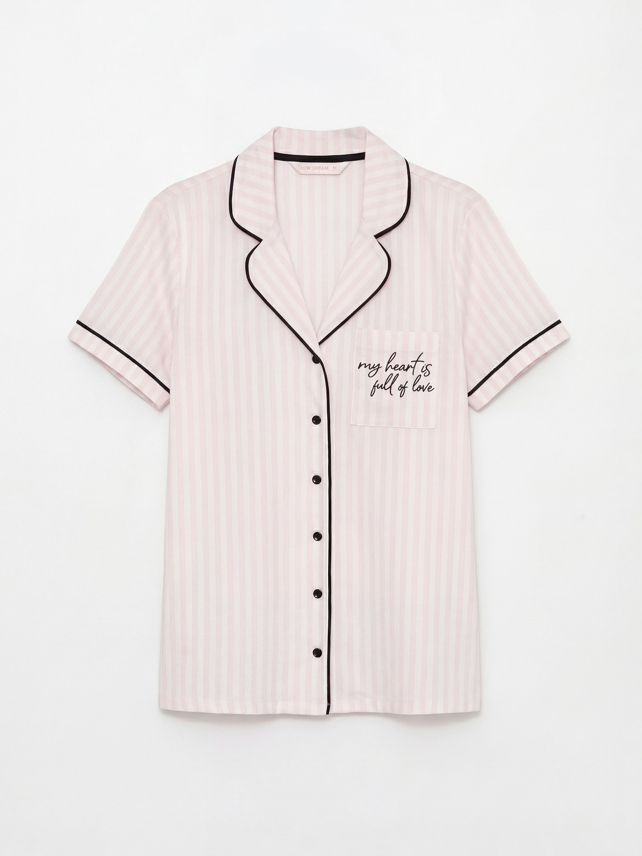 Ekru Gömlek Yaka Nakışlı Kadın Pijama Üst-3
