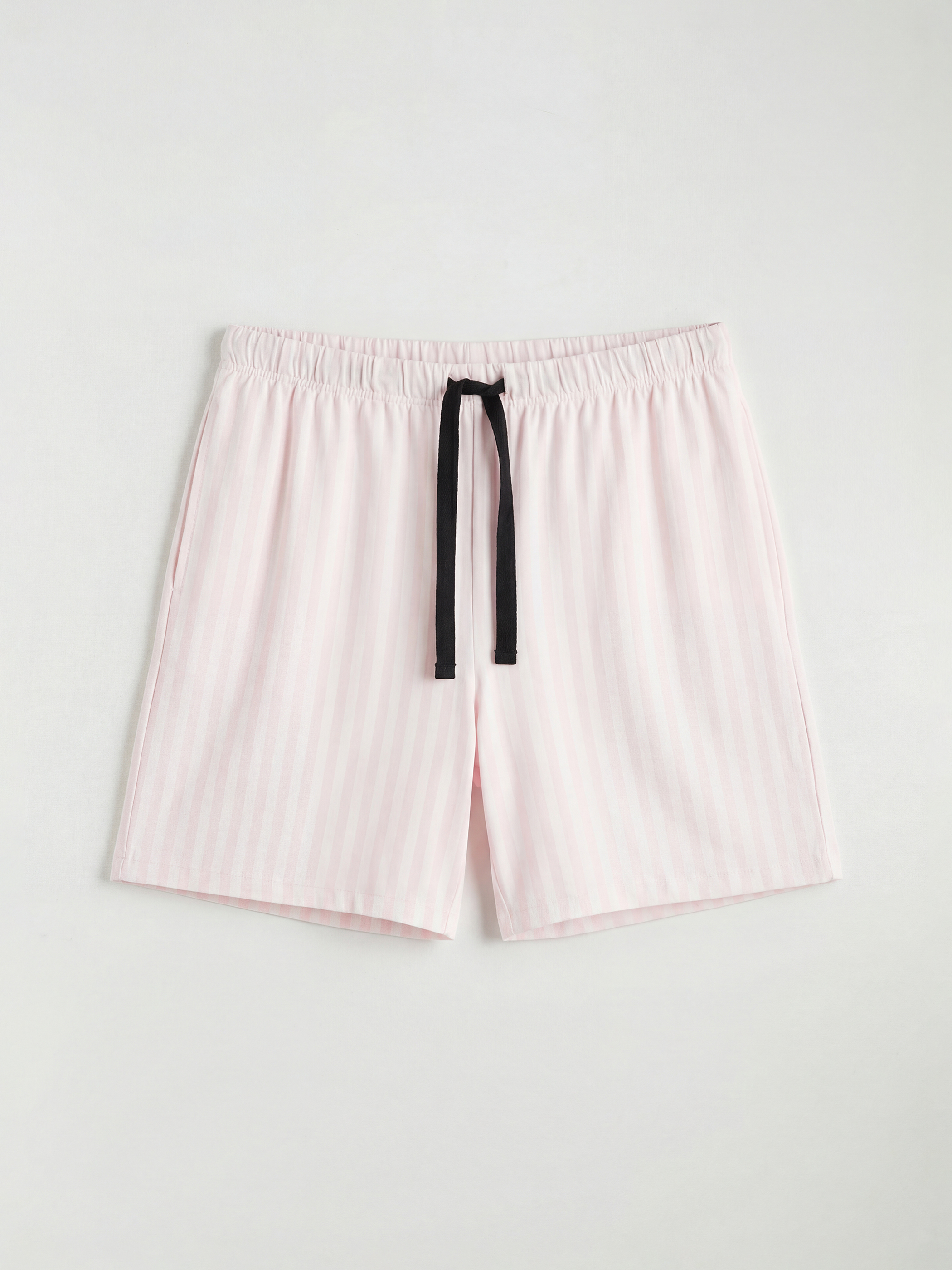 Ekru Gömlek Yaka Çizgili Kadın Şortlu Pijama Takımı-3