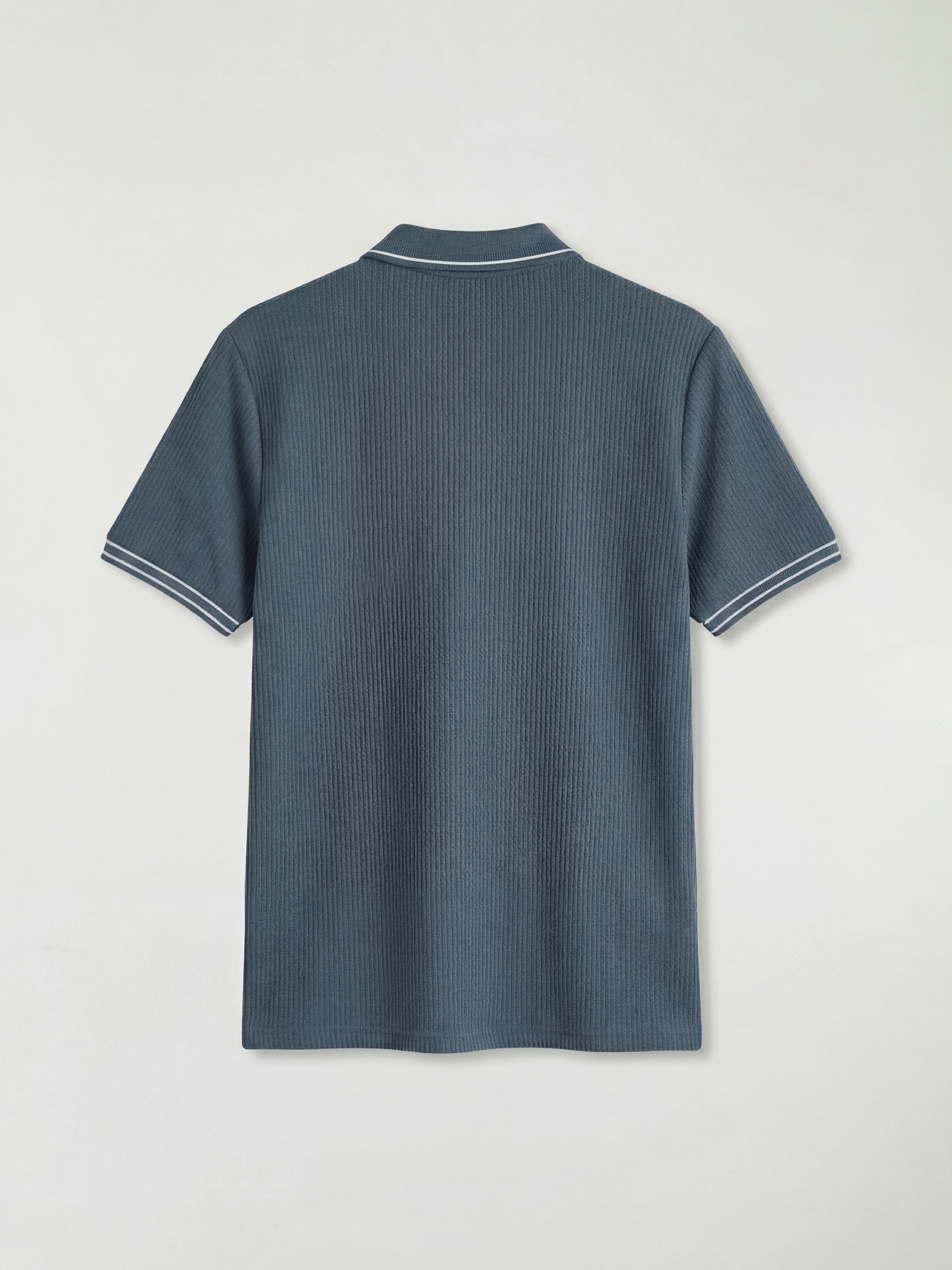 Petrol Çizgili Polo Yaka Erkek Tişört-1
