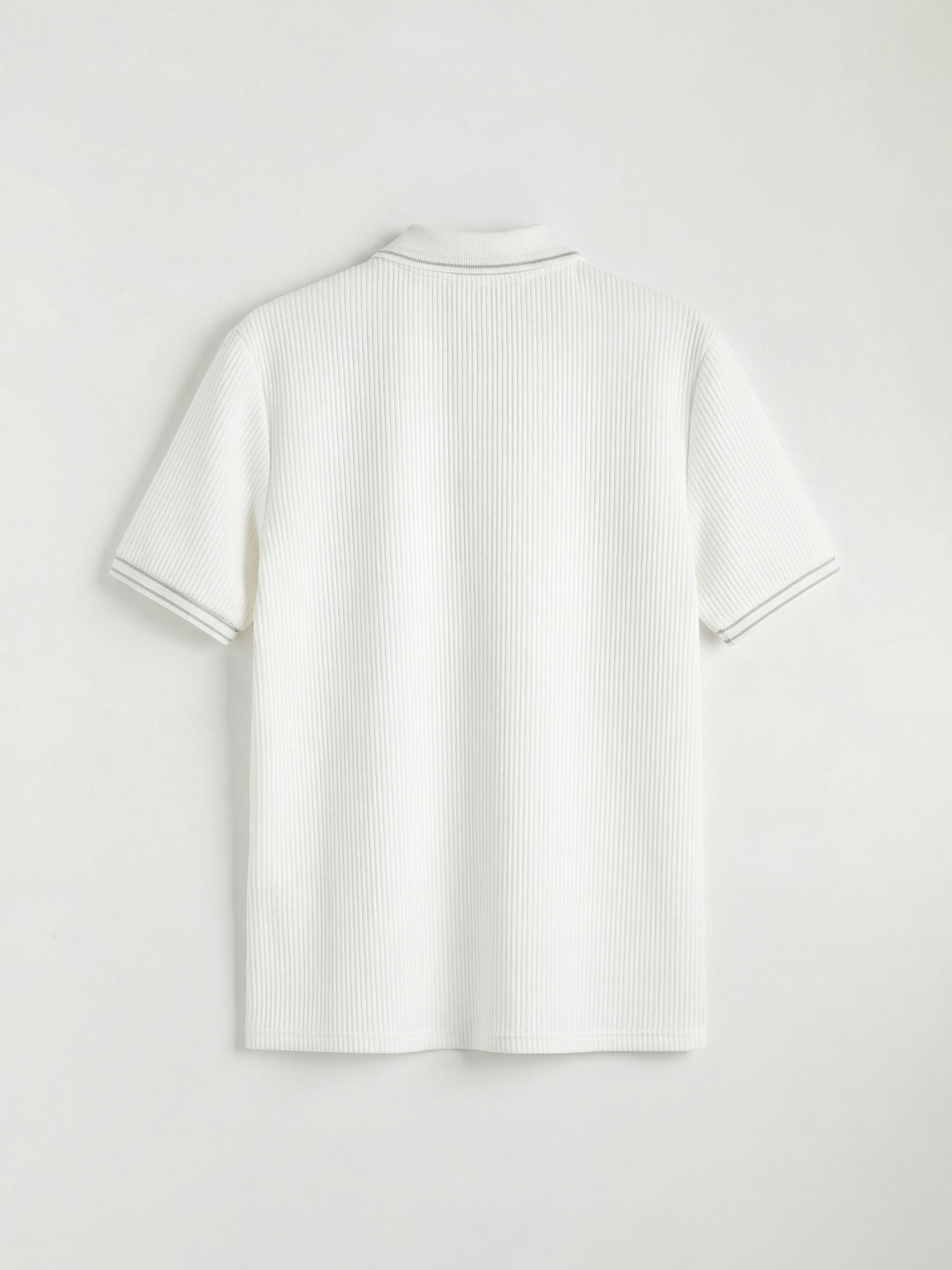 Ekru Çizgili Polo Yaka Erkek Tişört-1