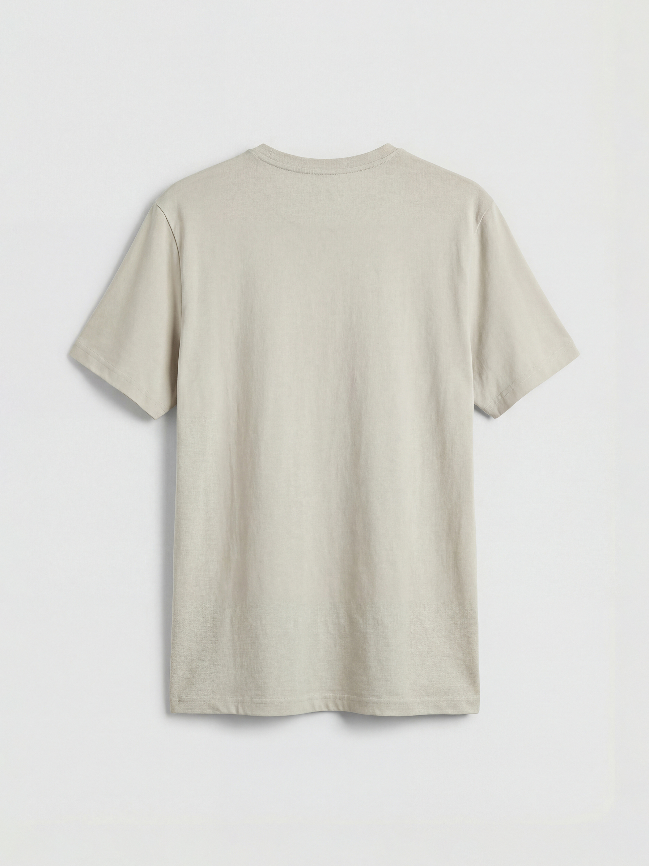 Bej Bisiklet Yaka Erkek Tişört-1