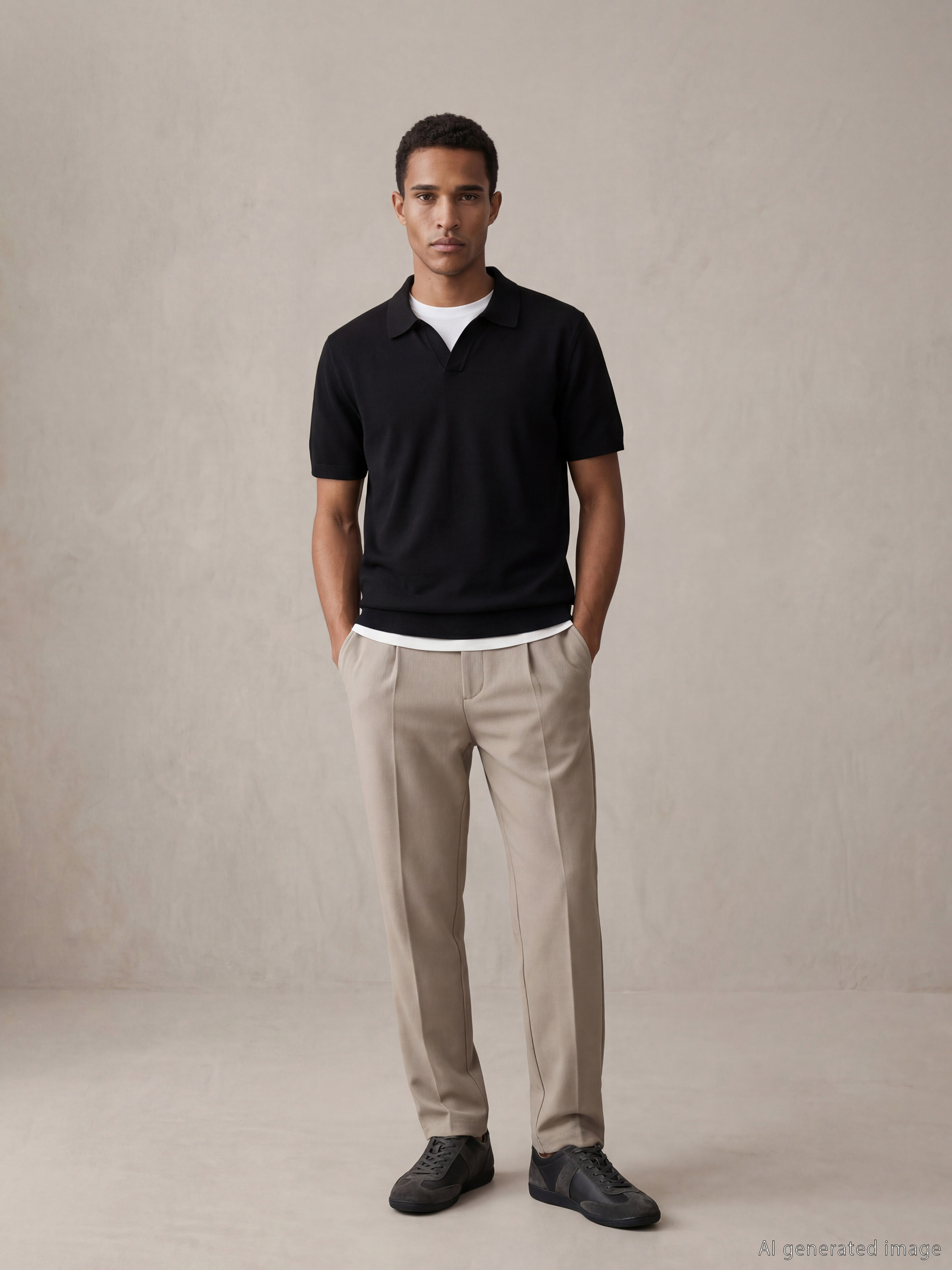 Polo Collar Short Sleeve Men's Knitwear Sweater-1