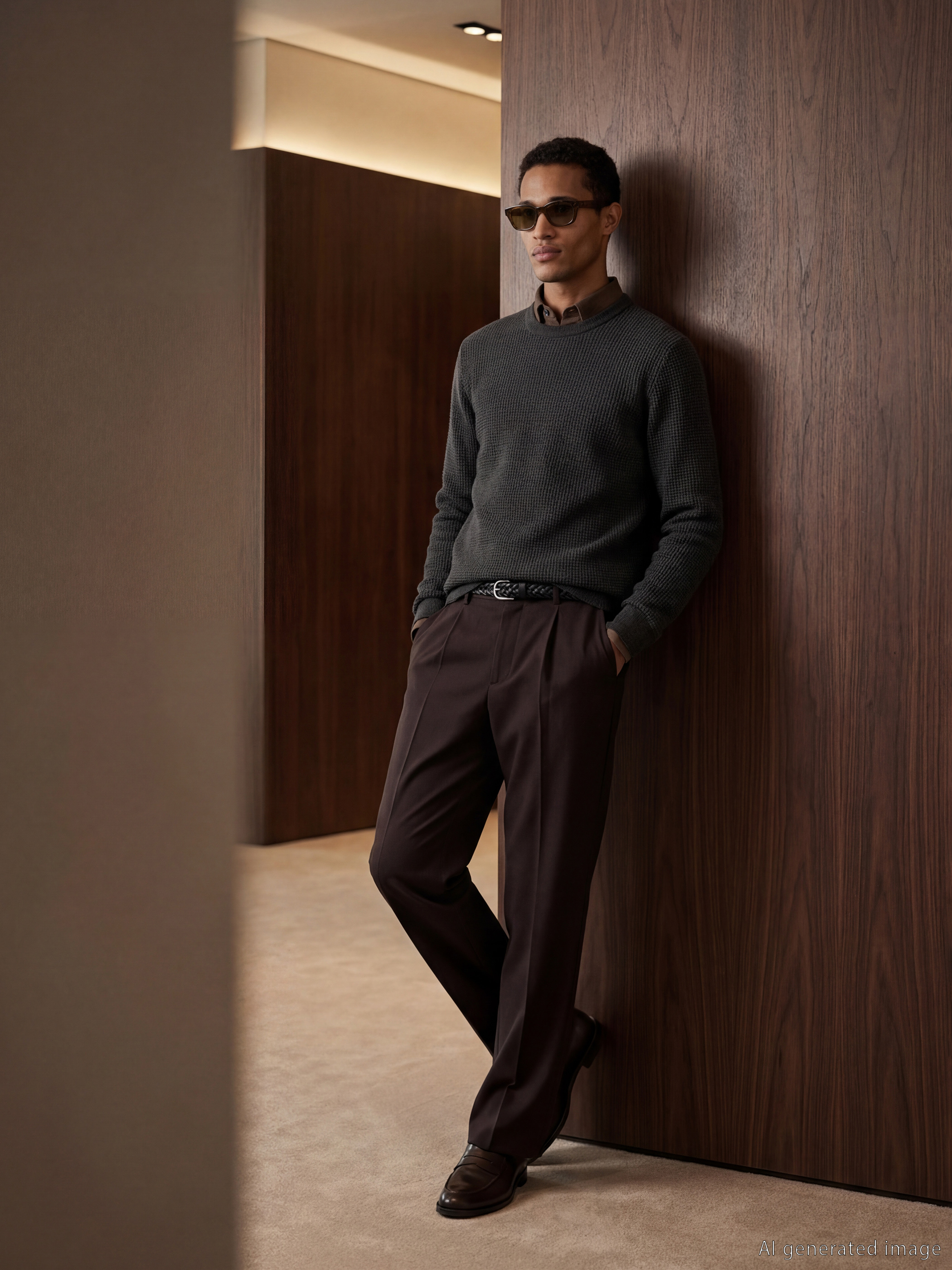 Antrasit Bisiklet Yaka Petek Dokulu Erkek Triko Kazak-1