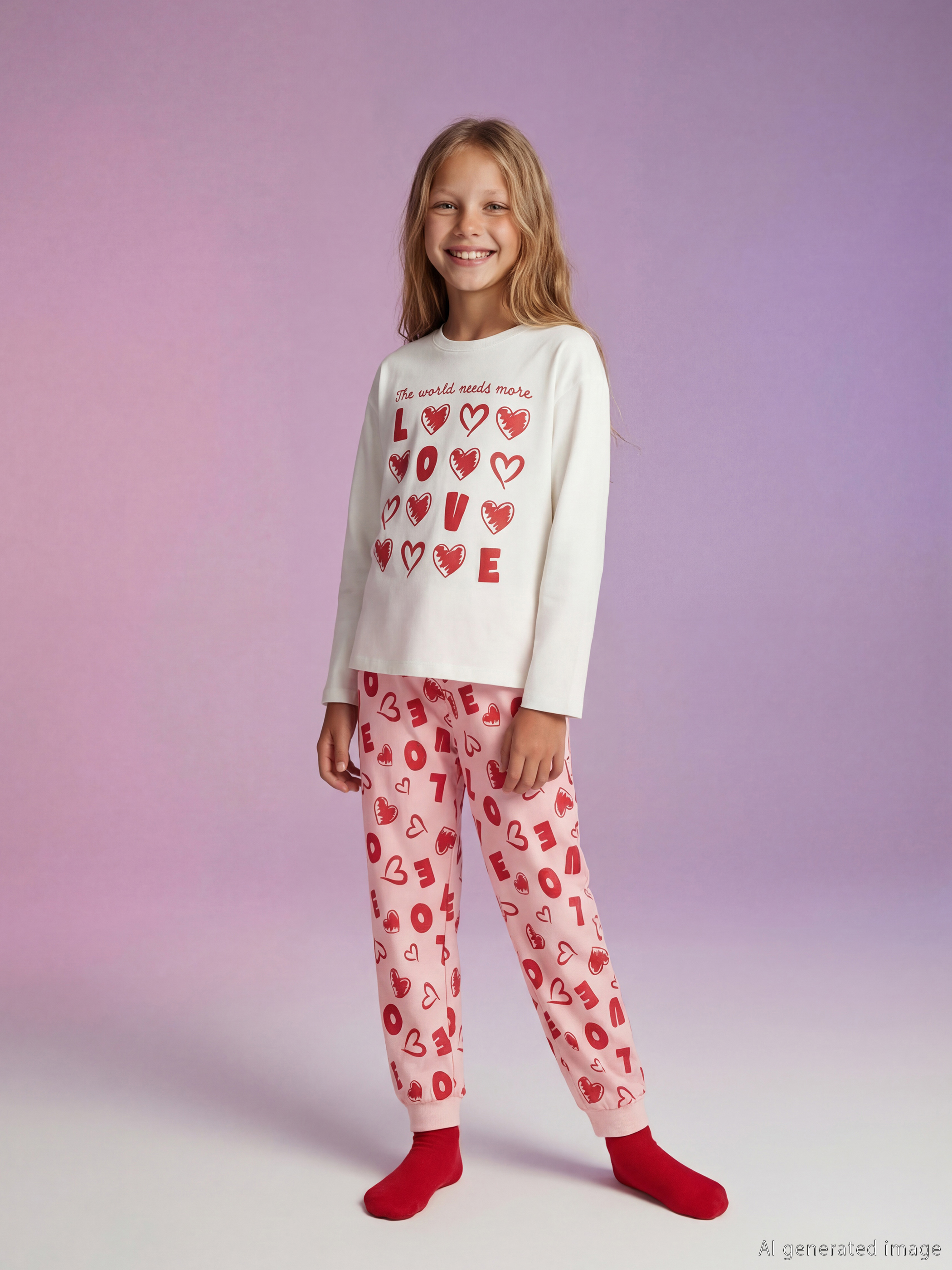 LCW Kids Bisiklet Yaka Kız Çocuk Pijama Takımı - S65553Z4-FDU