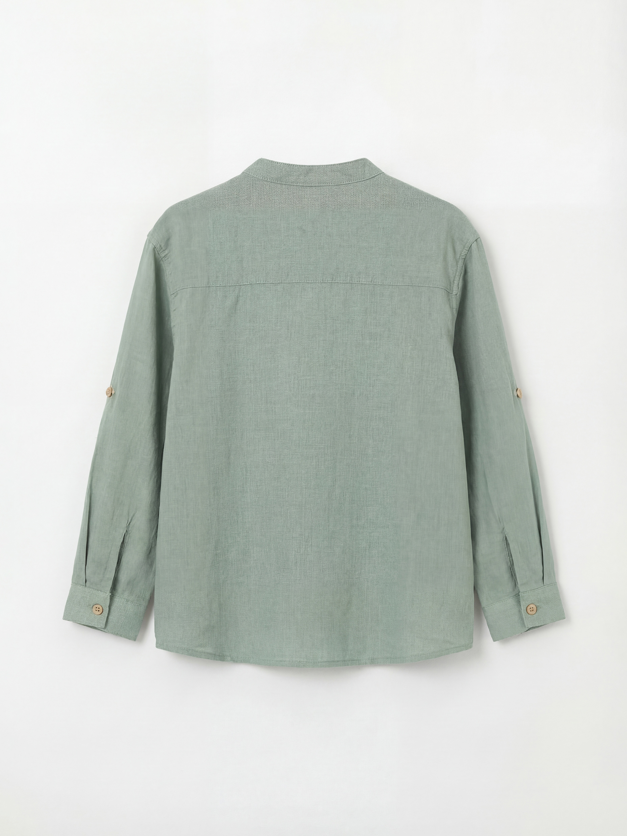 Yeşil Hakim Yaka Uzun Kollu Erkek Çocuk Gömlek-1