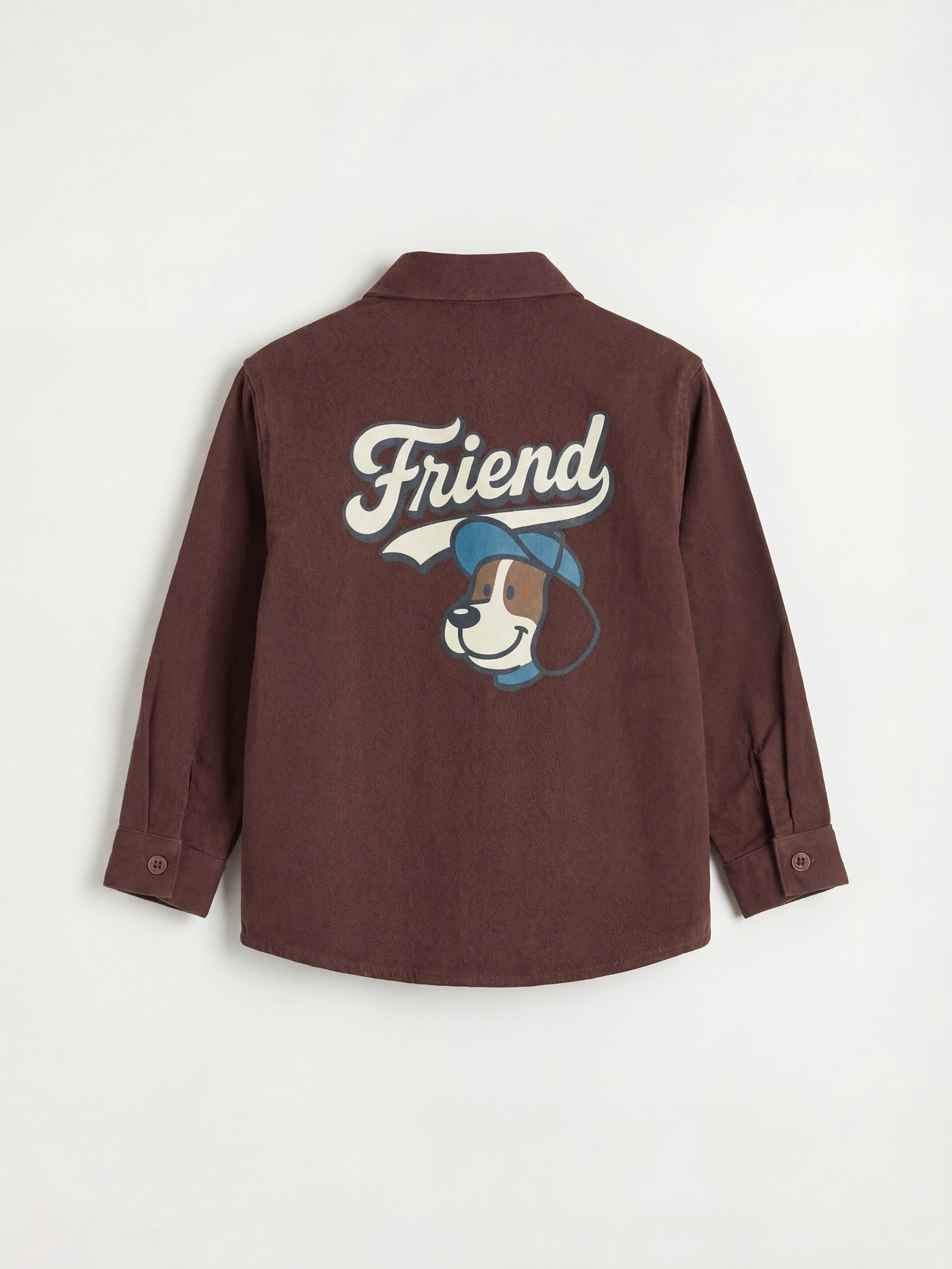 Kahverengi Nakışlı Erkek Çocuk Gabardin Gömlek-1