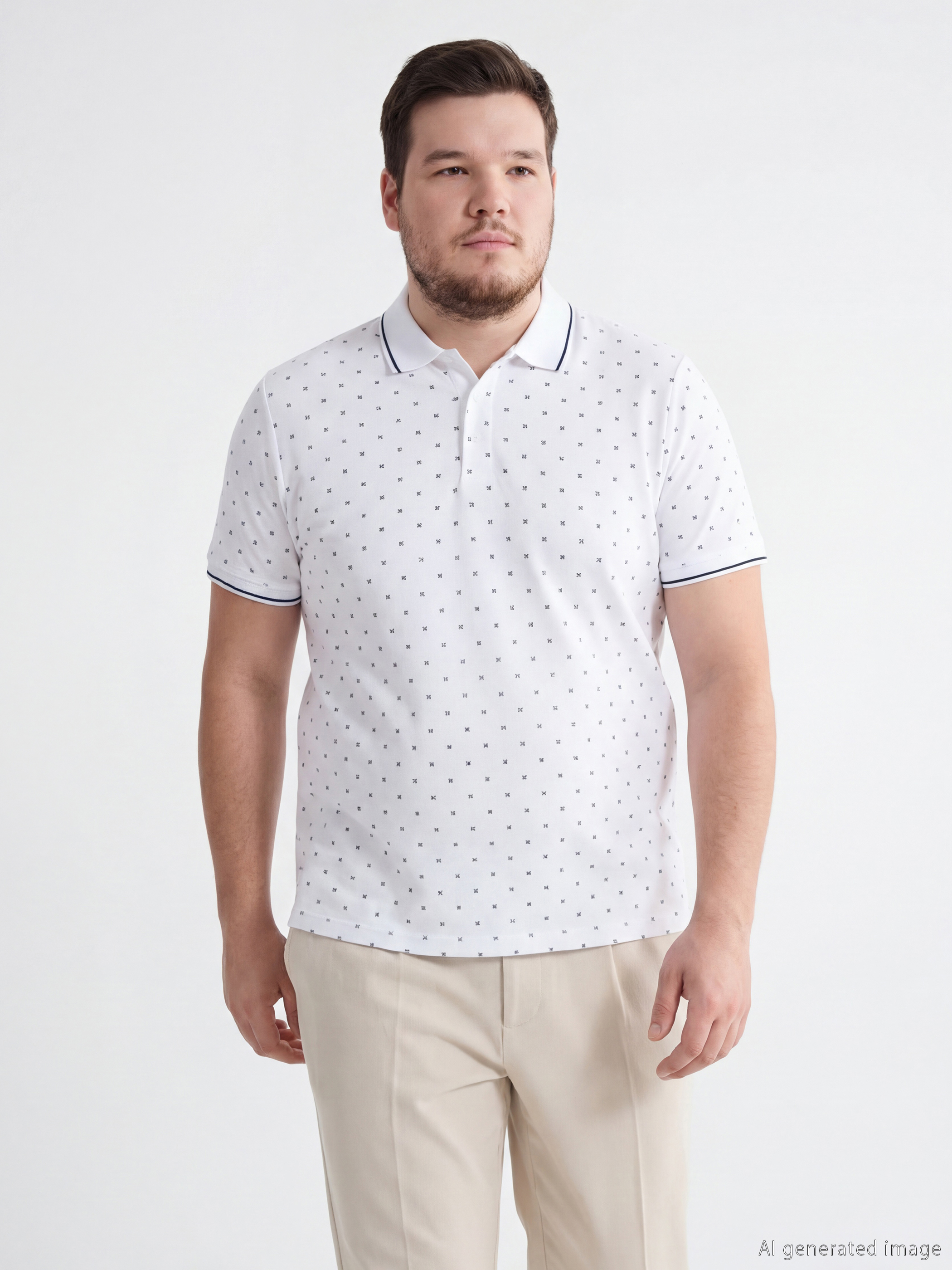 С шарки Редовен Мъжка Поло яка Тениска-1