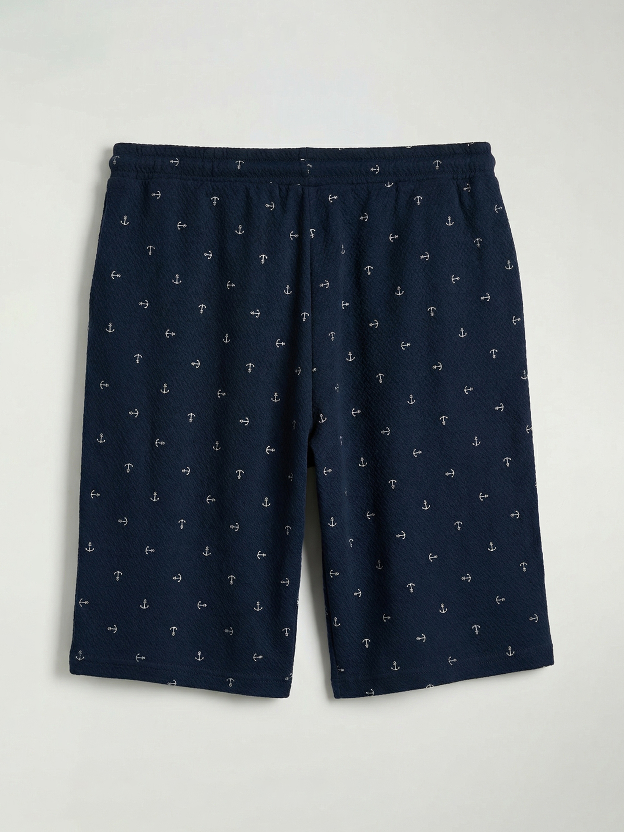 Lacivert Standart Kalıp Desenli Pijama Alt Şort-1