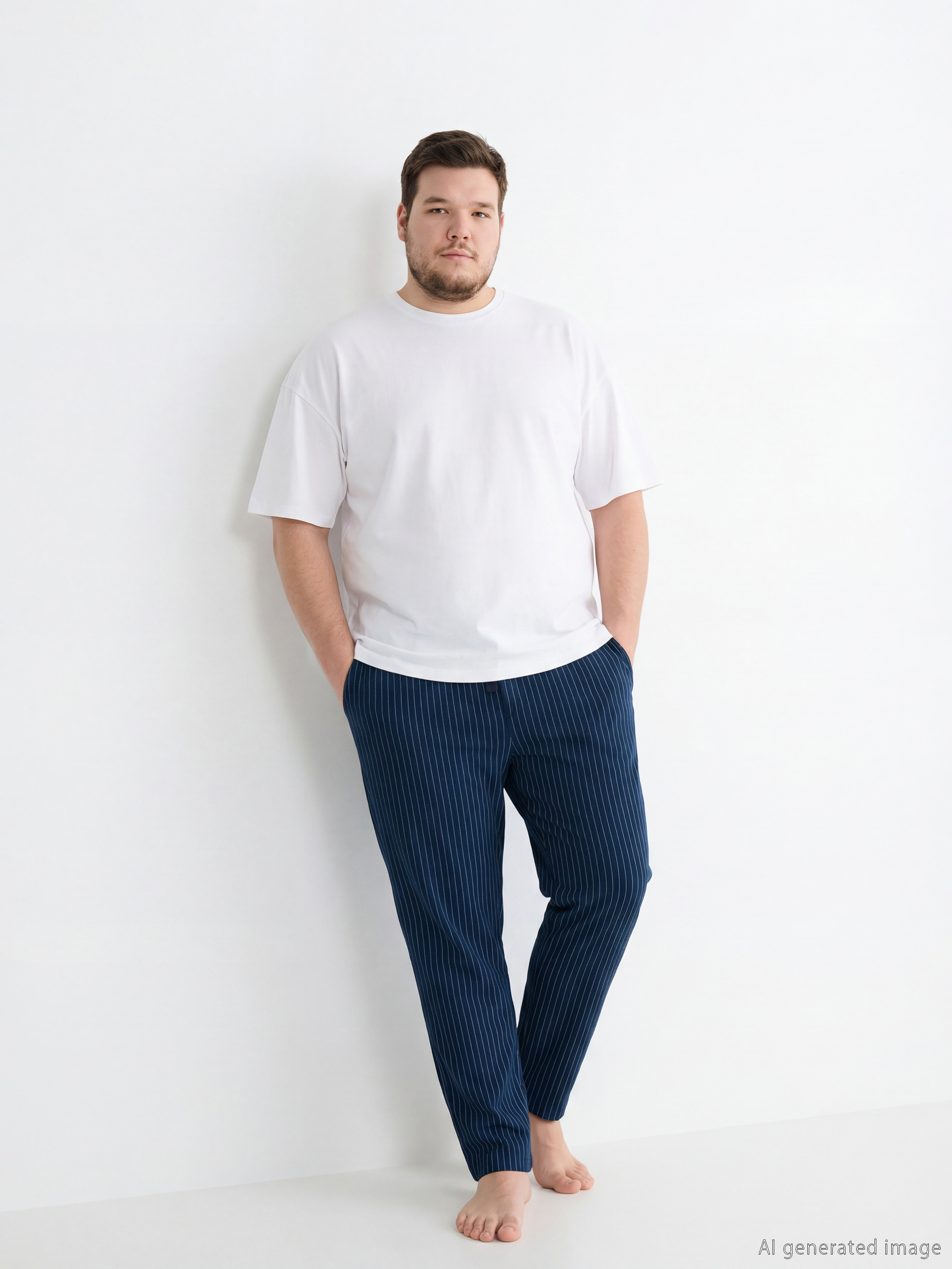 Звичайний крій смугасті чоловічі піжама низ-1