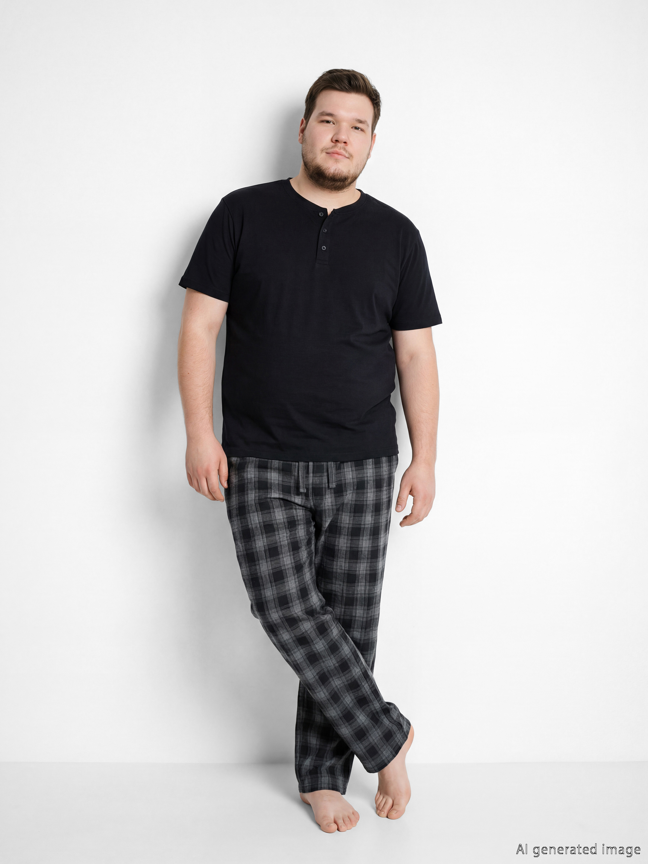 Gri Standart Kalıp Ekose Erkek Pijama Alt-4