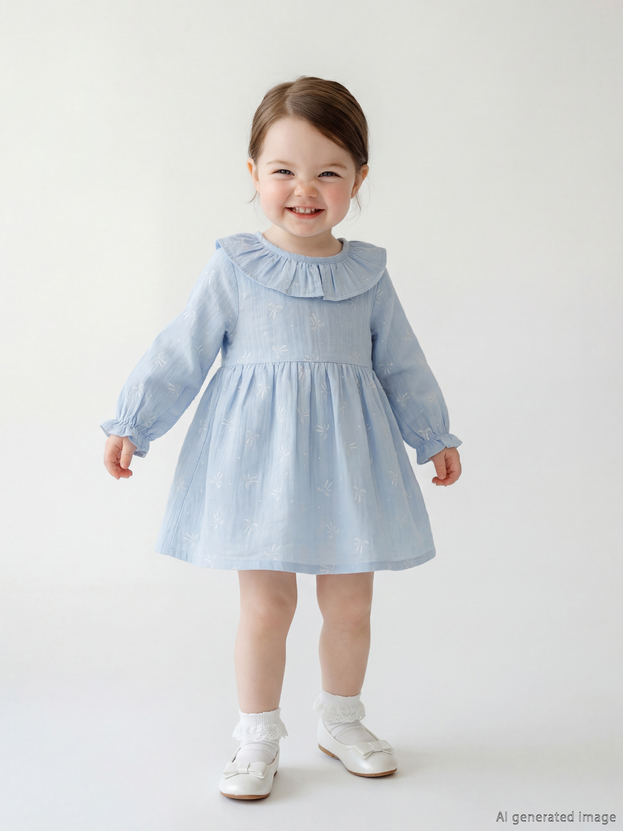 LCW baby Fırfırlı Bebe Yaka Desenli Kız Bebek Elbise - S66124Z1-LQK