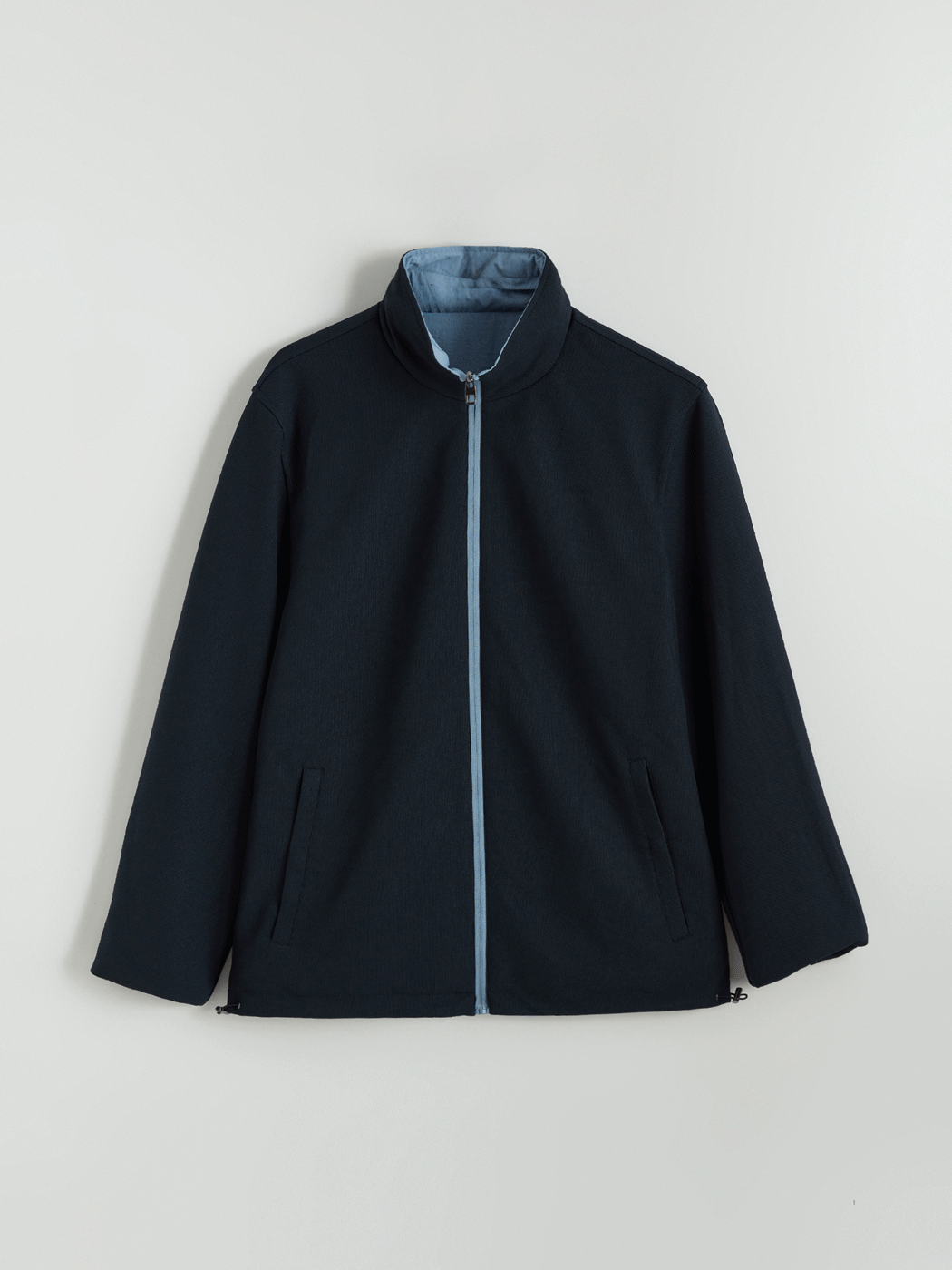 Mavi Fermuarlı Kapüşonlu Regular Fit Erkek Mont	-6