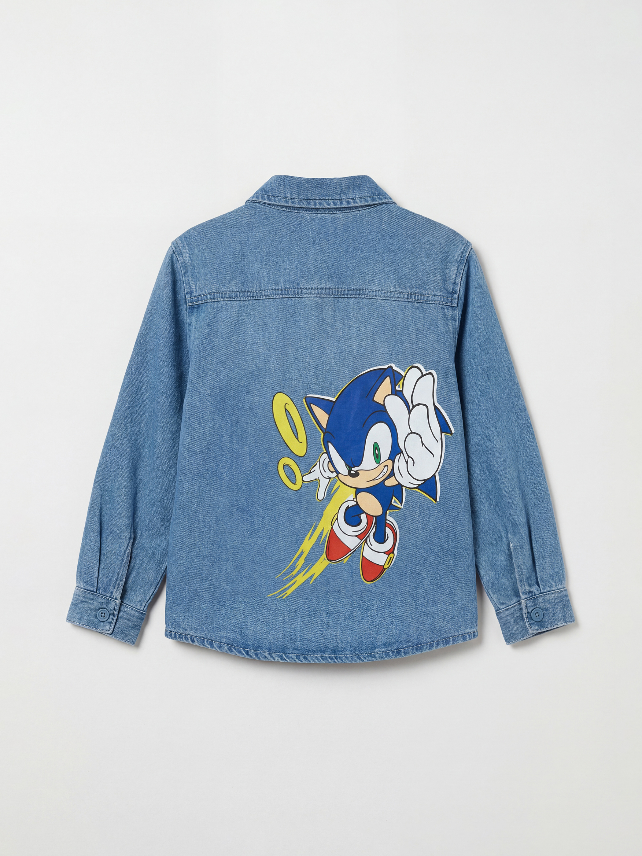 İndigo Sonic Nakışlı Erkek Çocuk Jean Gömlek-1