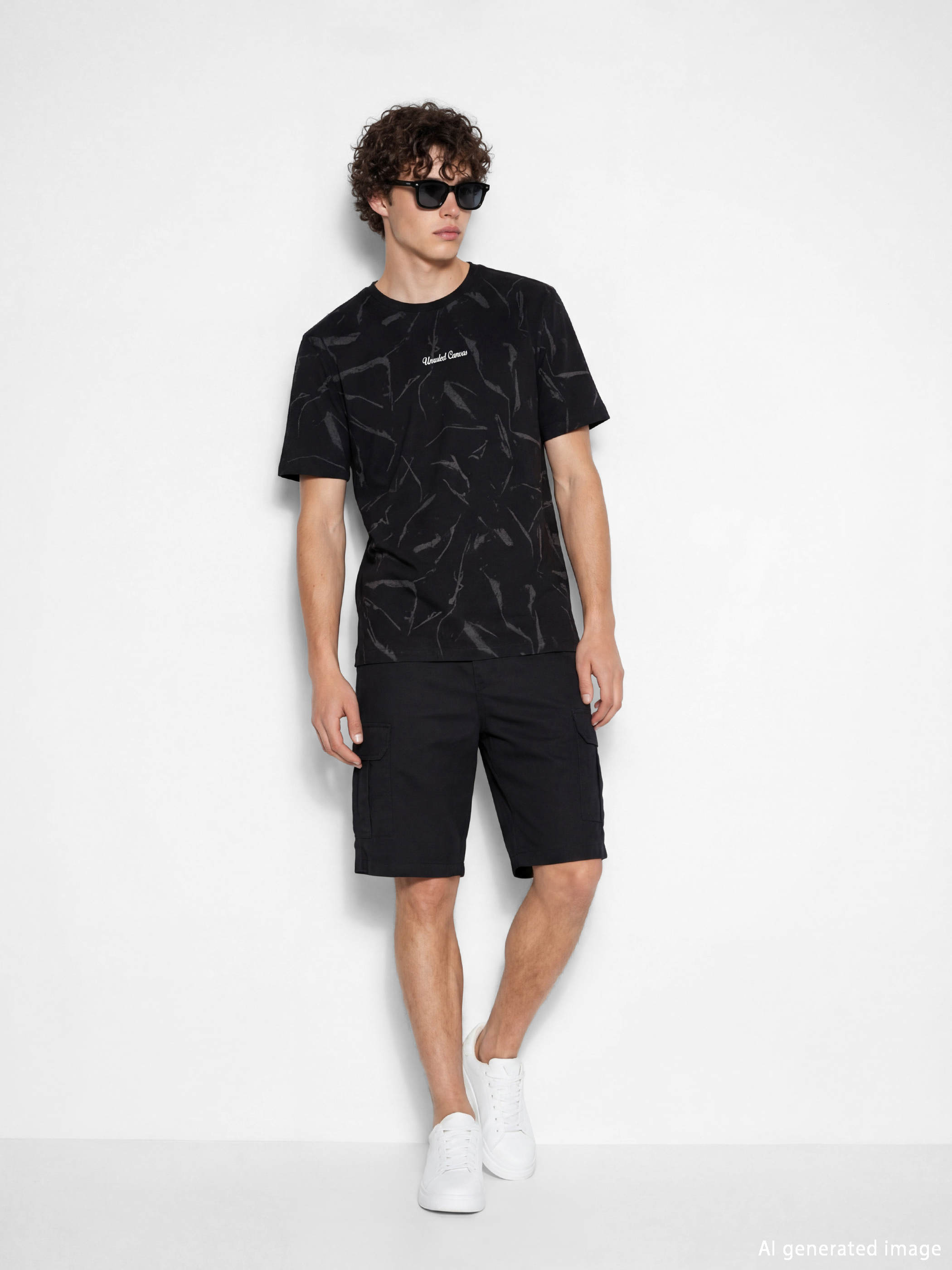 Тениска с кръгло деколте и отпечатано за мъже-1