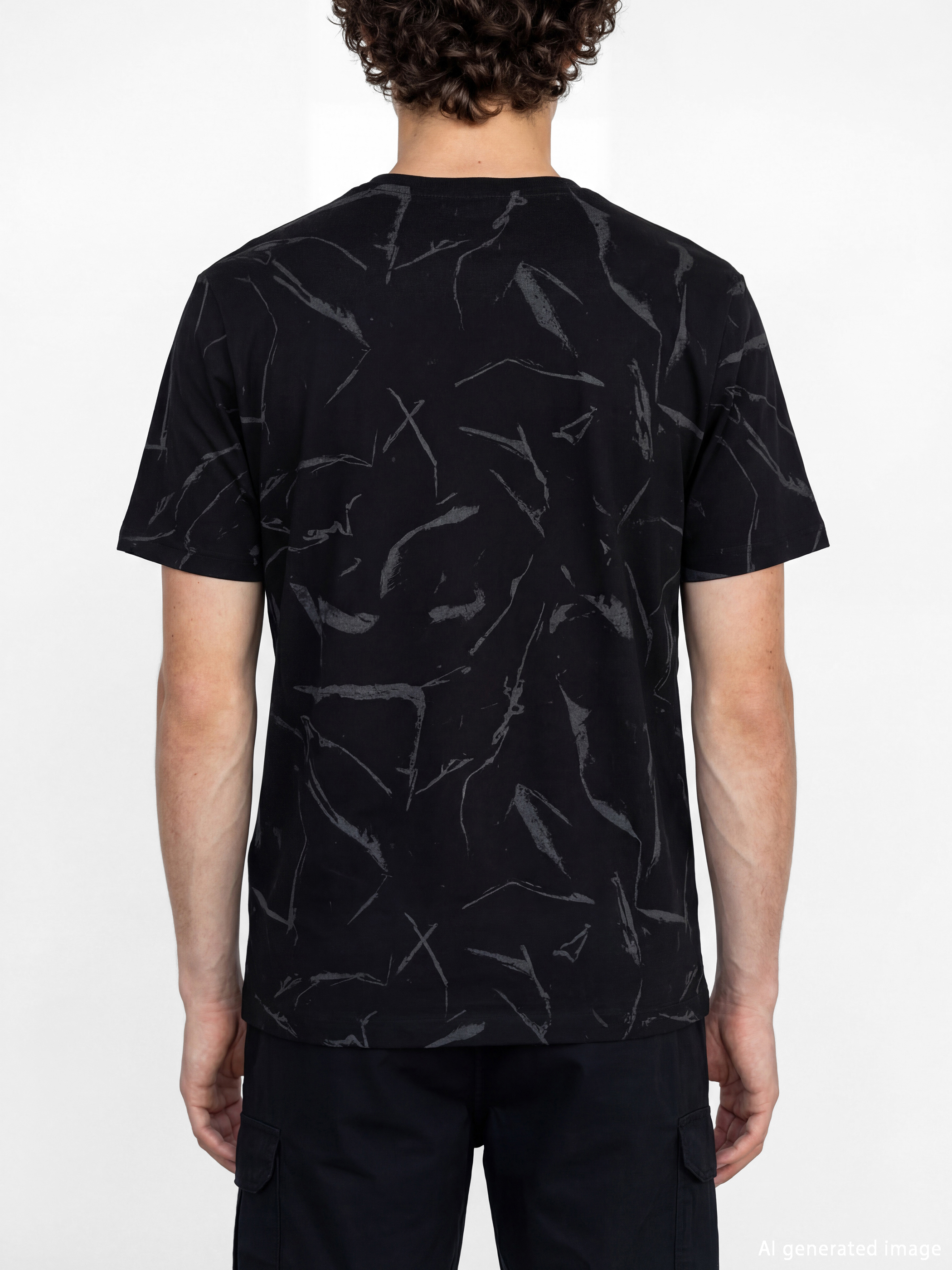 Тениска с кръгло деколте и отпечатано за мъже-3