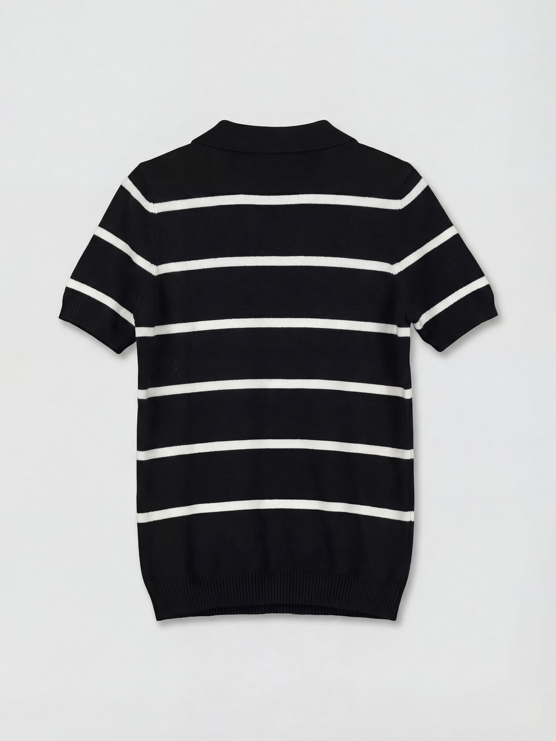Siyah Polo Yaka Çizgili Erkek Çocuk Triko Kazak-1