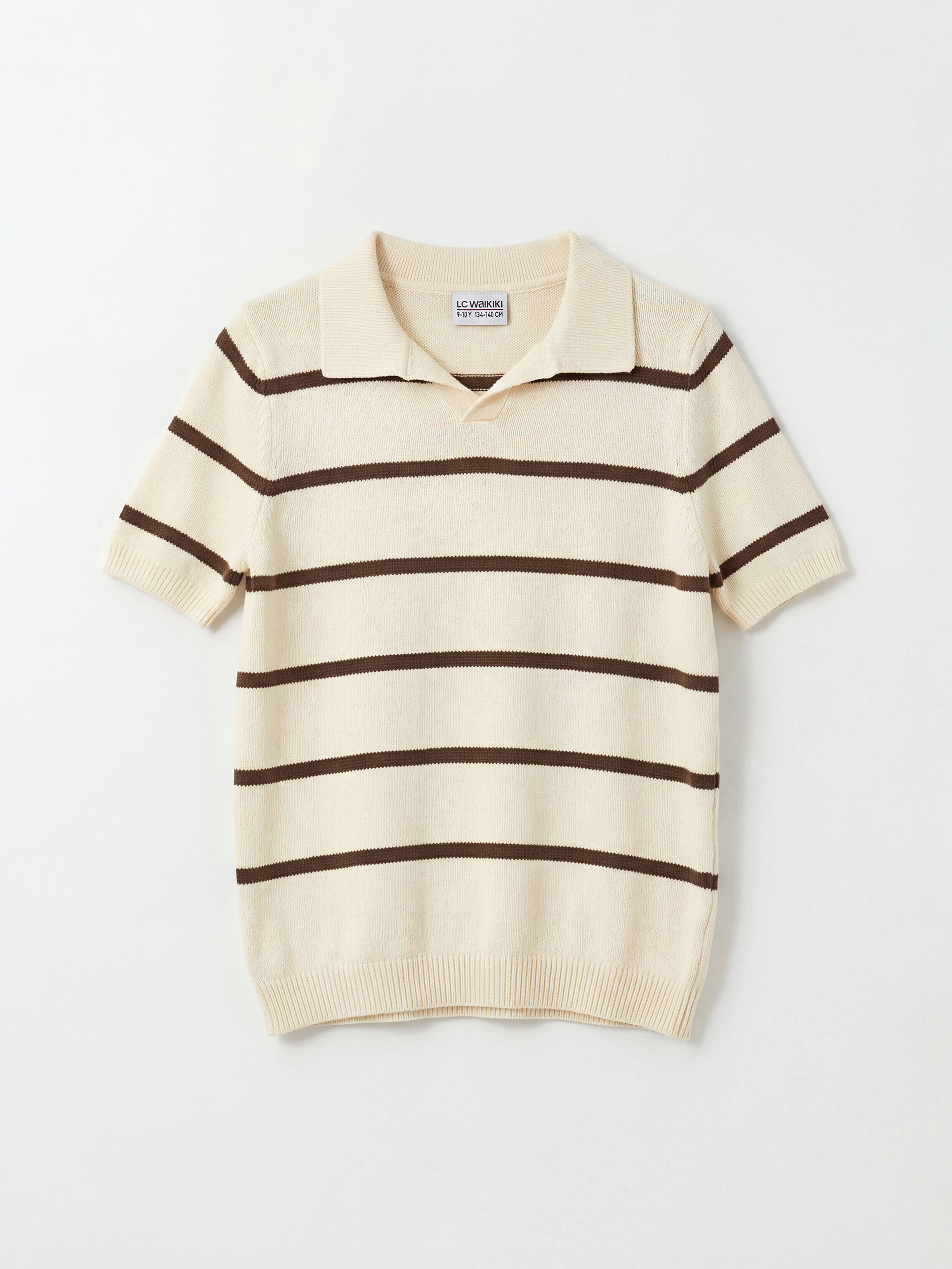 LCW Kids Polo Yaka Çizgili Erkek Çocuk Triko Kazak - S66385Z4-LEW