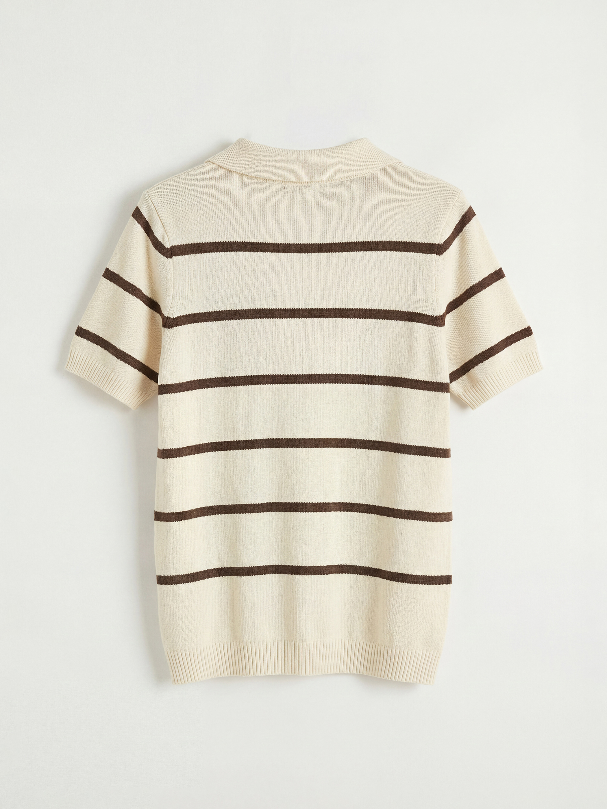 Kahverengi Polo Yaka Çizgili Erkek Çocuk Triko Kazak-1