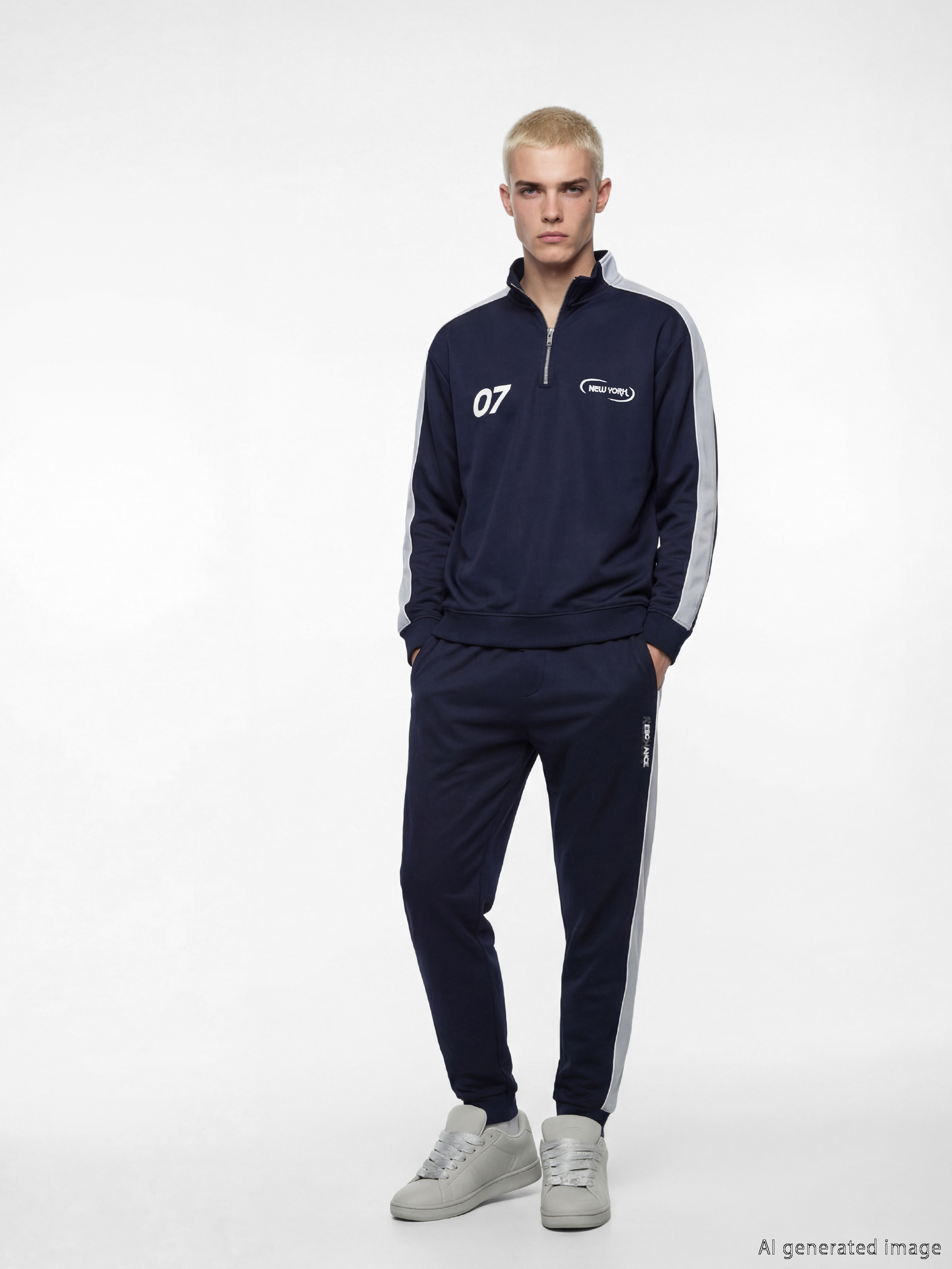 Lacivert New York Baskılı Erkek Sweatshirt-2