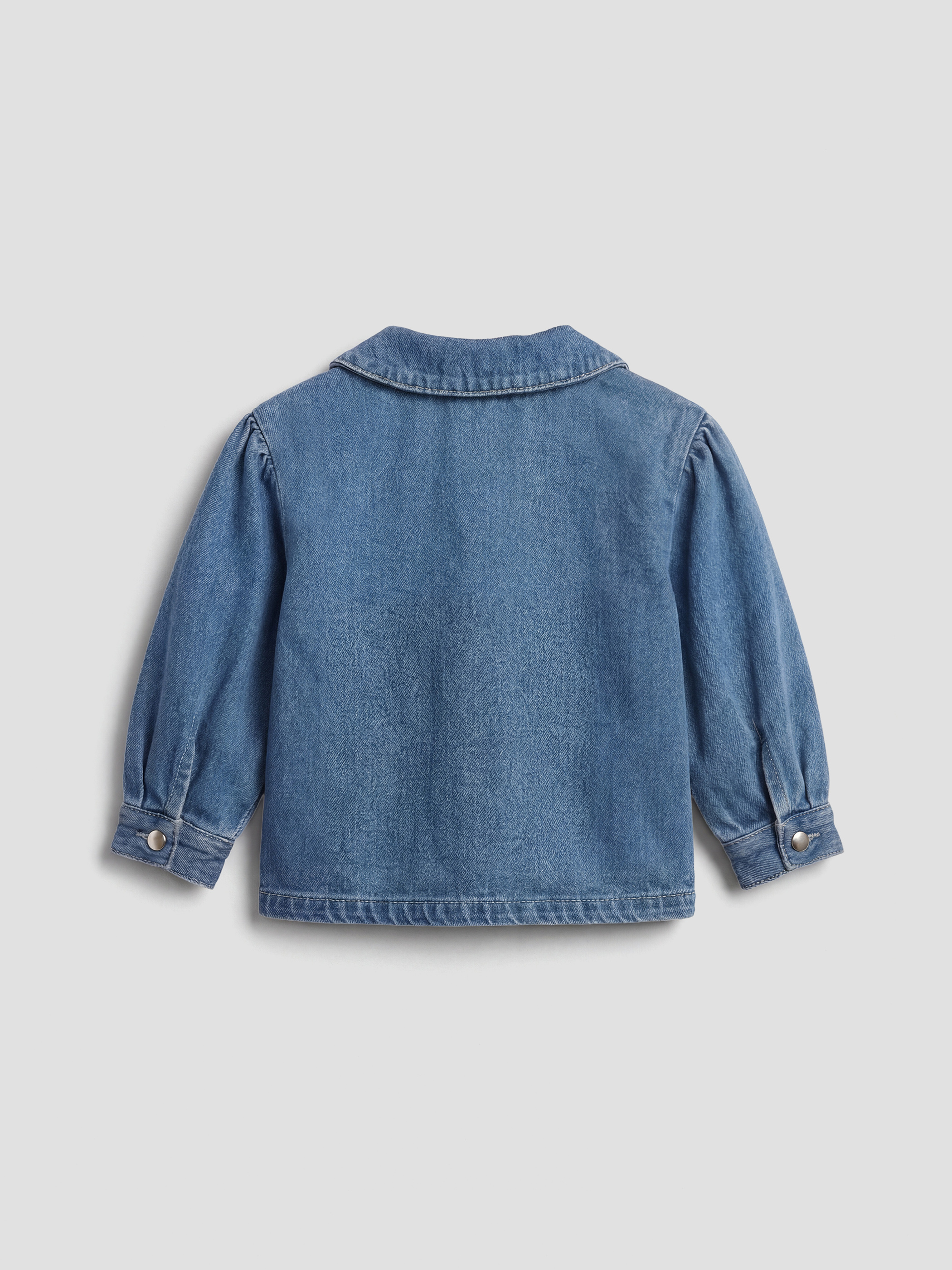 Mavi Nakışlı Kız Bebek Jean Gömlek ve Jean Pantolon-2