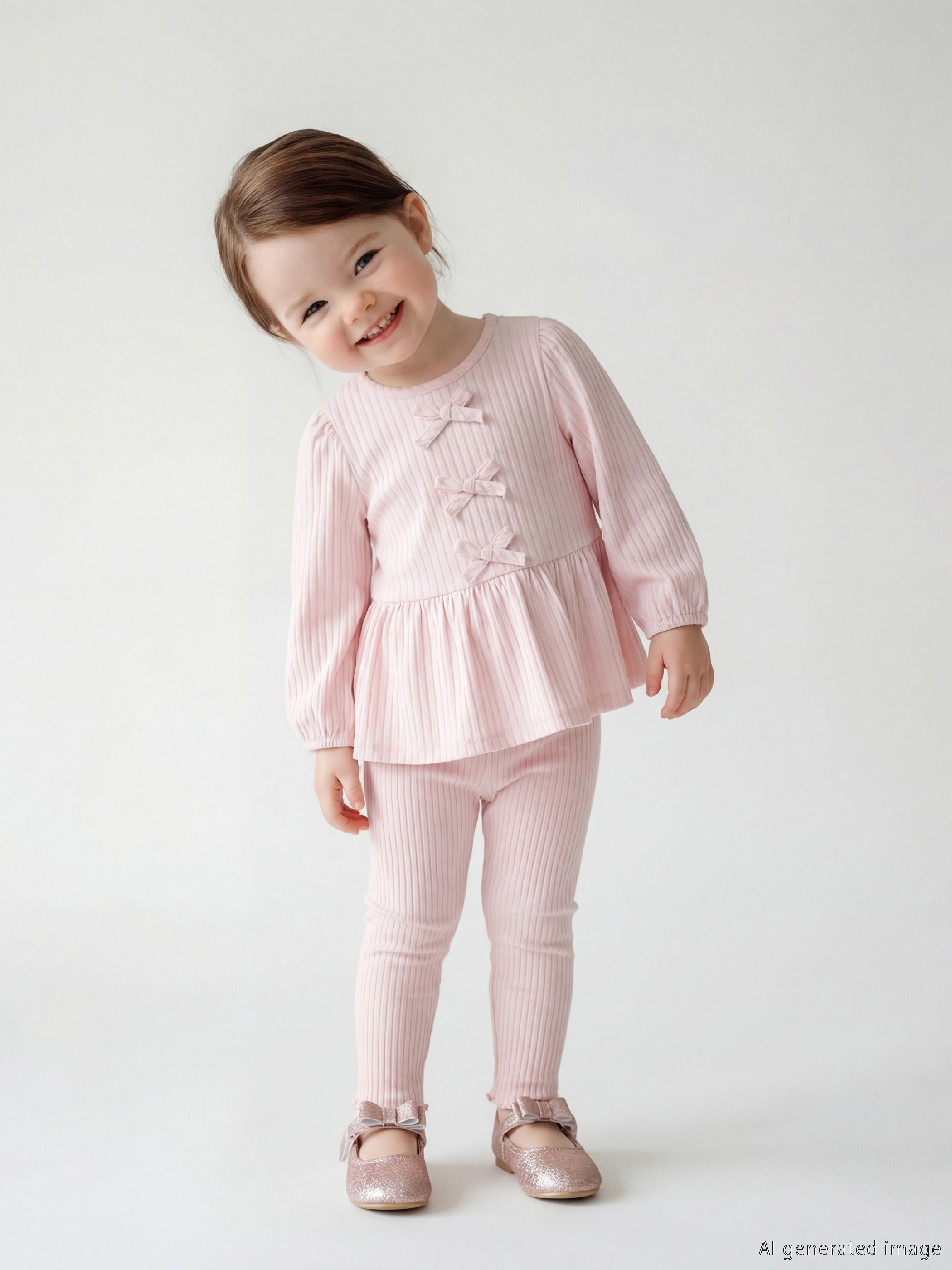 LCW baby Bisiklet Yaka Fiyonklu Kız Bebek Bluz ve Tayt - S66501Z1-LHF