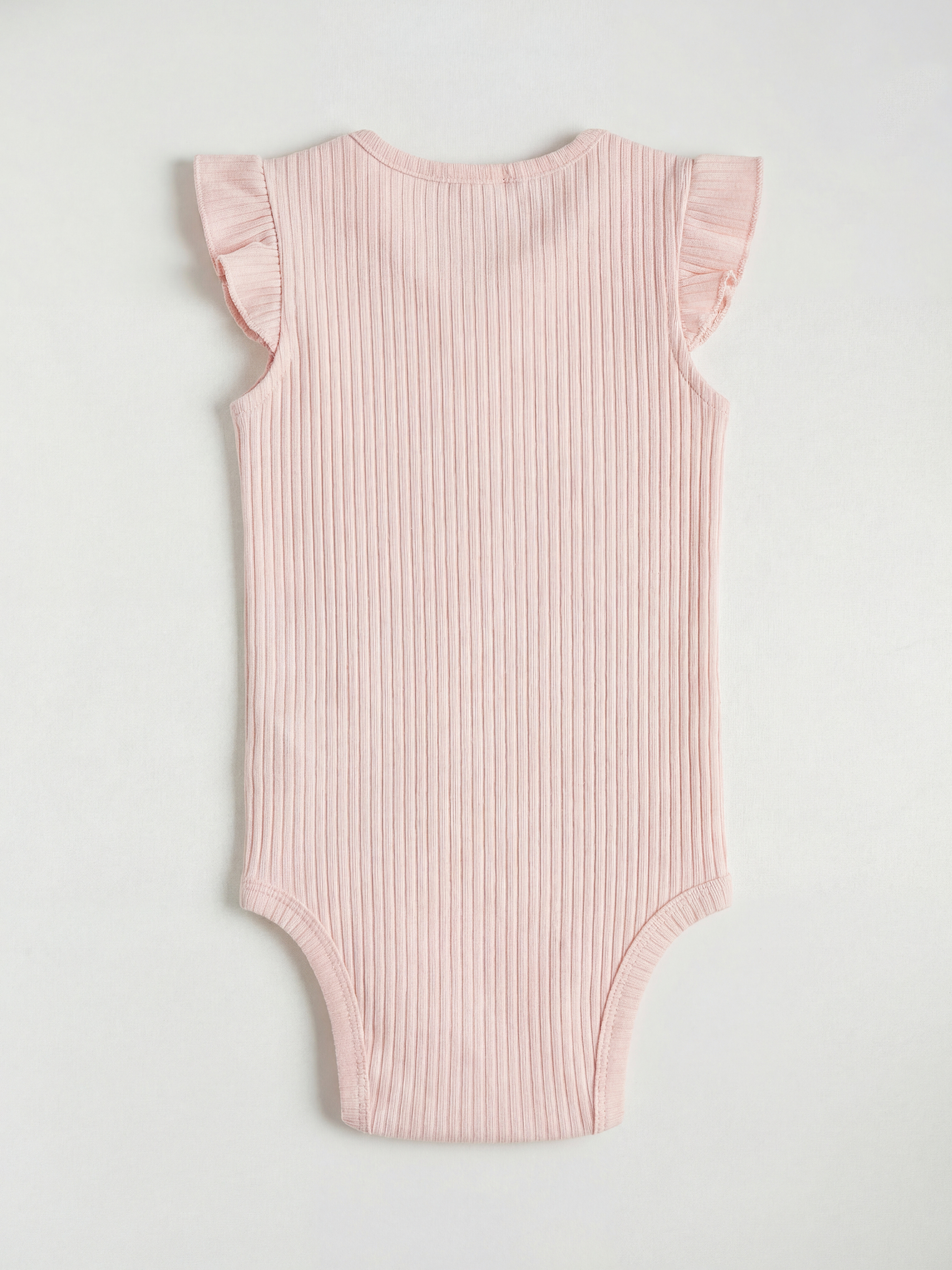 Pembe Bebe Yaka Fırfırlı Kız Bebek Çıtçıtlı Body-1