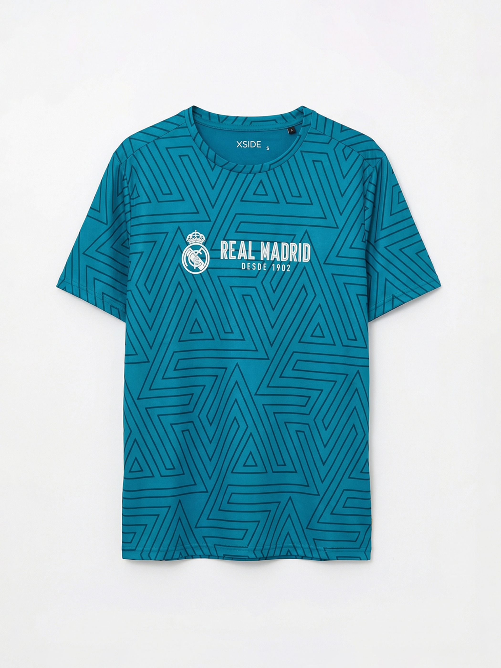 Yeşil Bisiklet Yaka Real Madrid Baskılı Erkek Spor Tişört-4