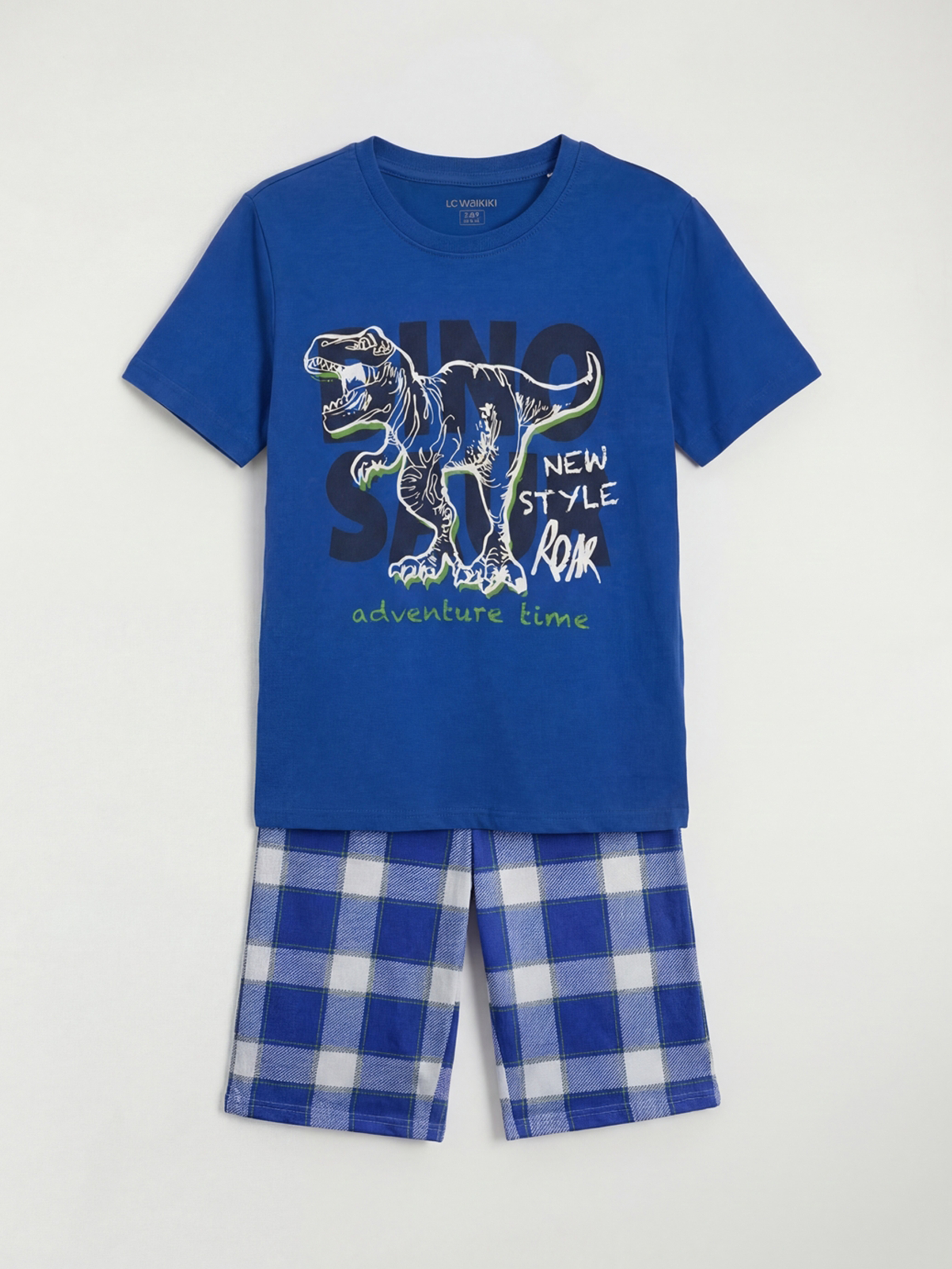 LCW Kids طقم بيجامة قصير للأولاد بطبعة ديناصورات - S66862Z4-GZ1