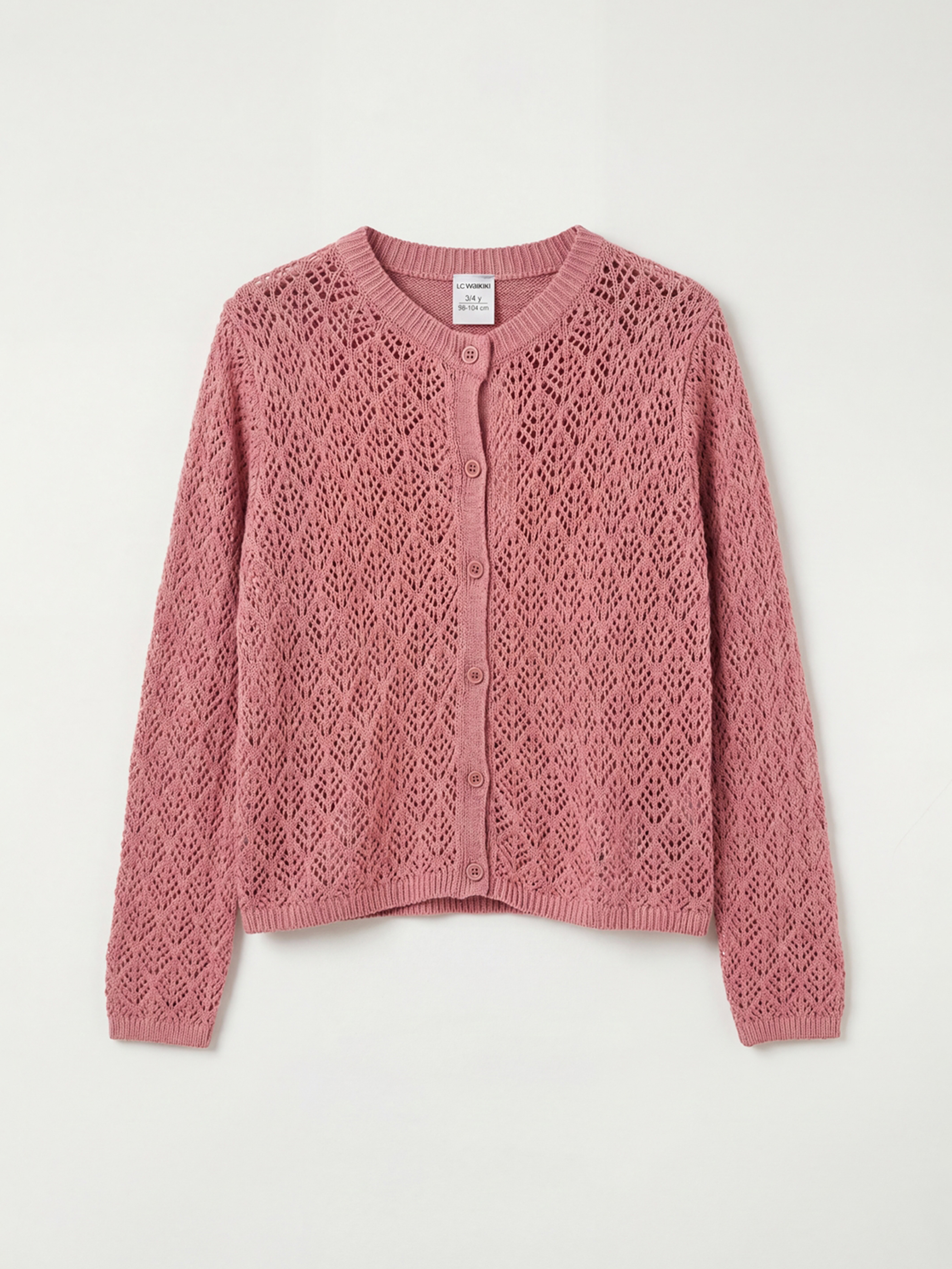 LCW Kids Bisiklet Yaka Ajurlu Kız Çocuk Triko Hırka - S66985Z4-DMF