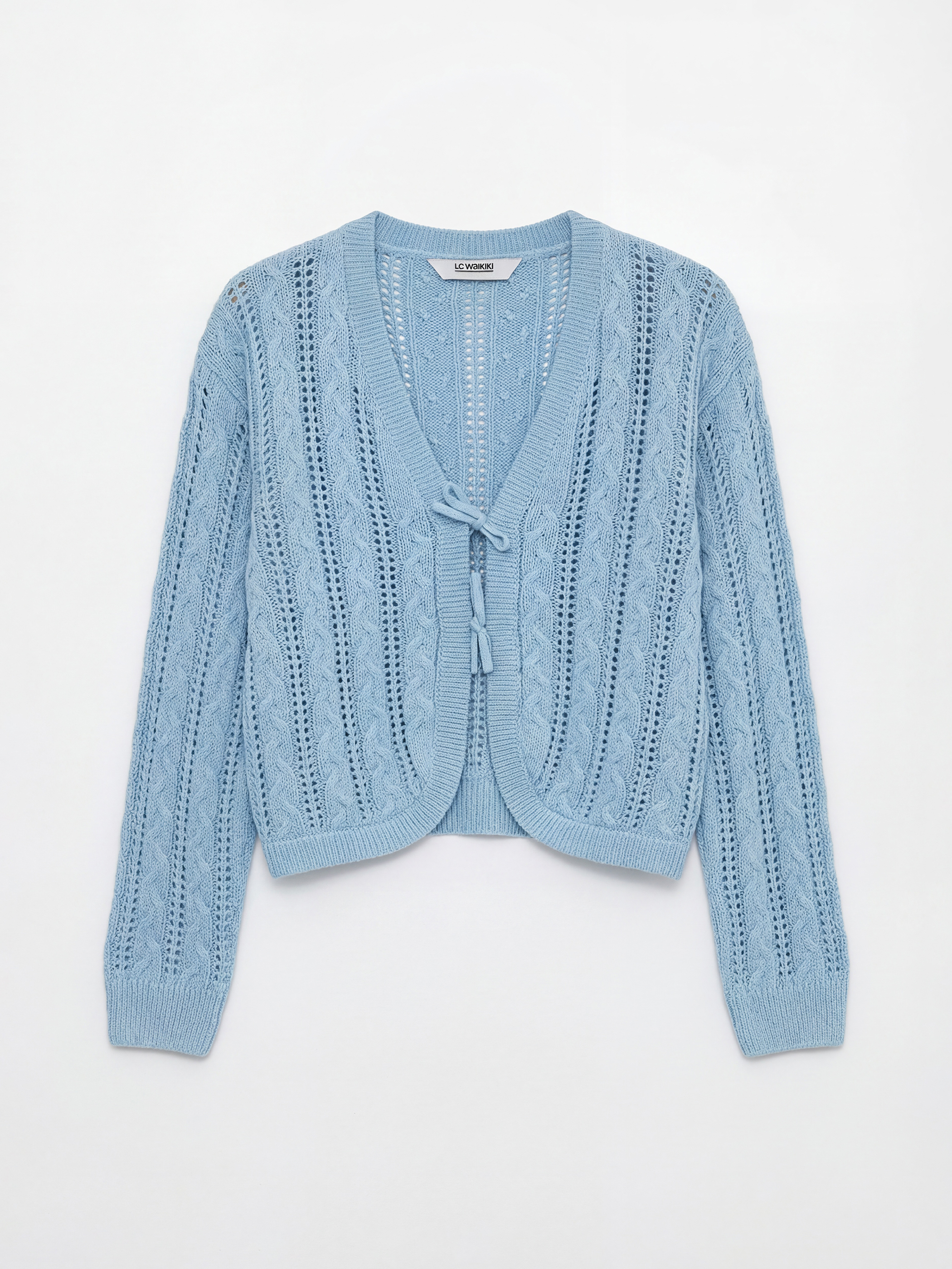 LCW Kids V Yaka Saç Örgüsü Desenli Kız Çocuk Triko Hırka - S66987Z4-GJY