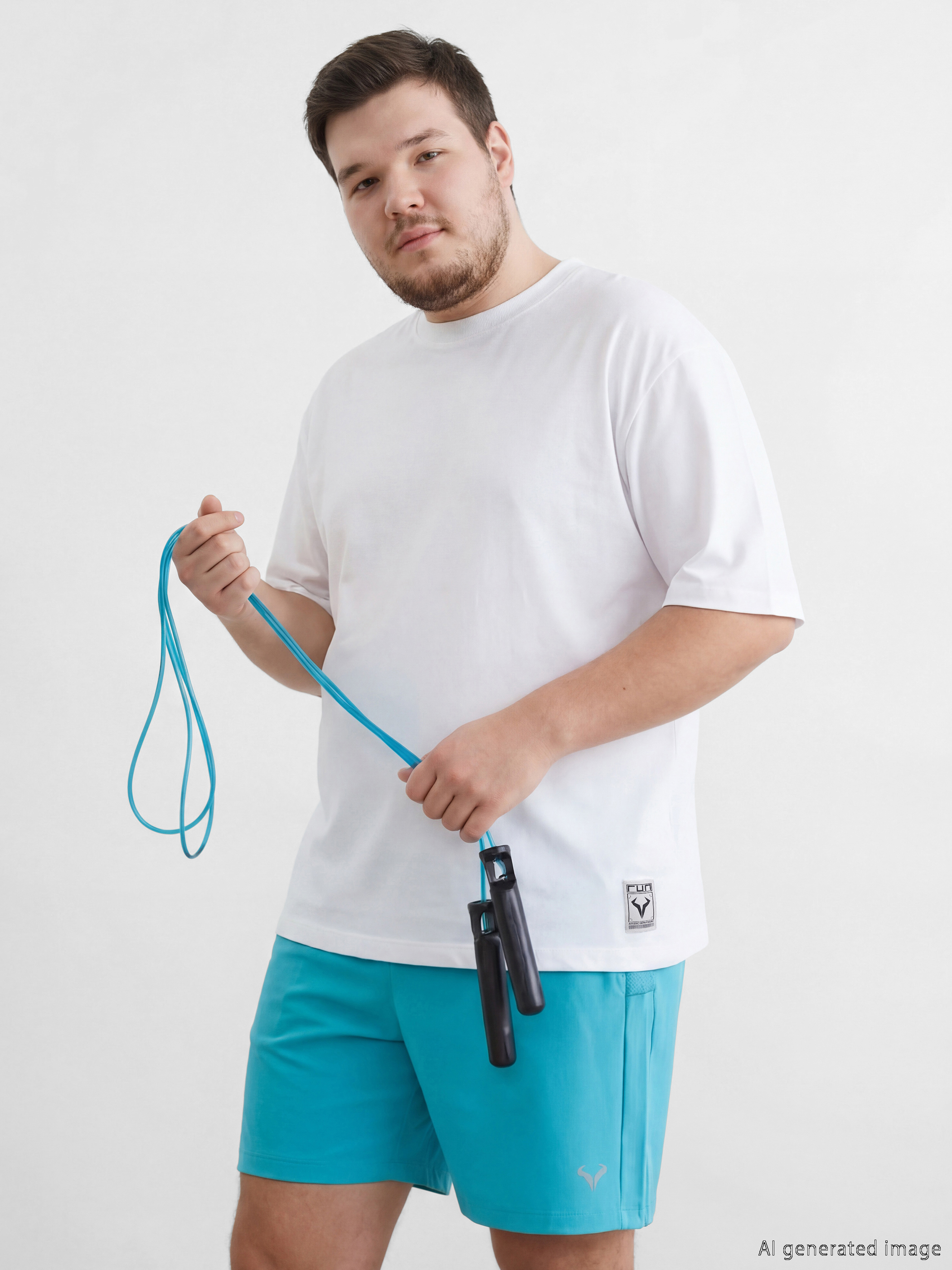 Beyaz Bisiklet Yaka Erkek Spor Tişört-1