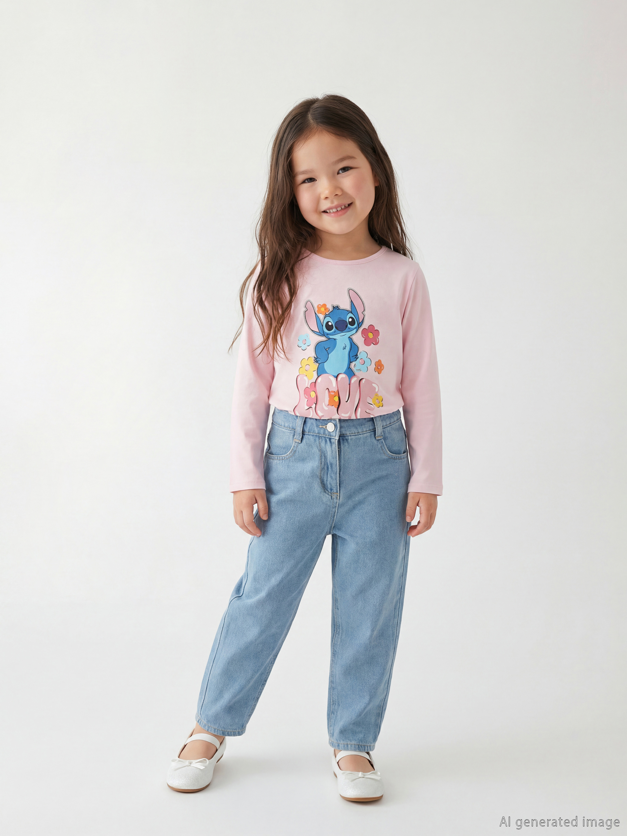 LCW Kids Beli Lastikli Mom Fit Kız Çocuk Jean Pantolon - S67191Z1-507