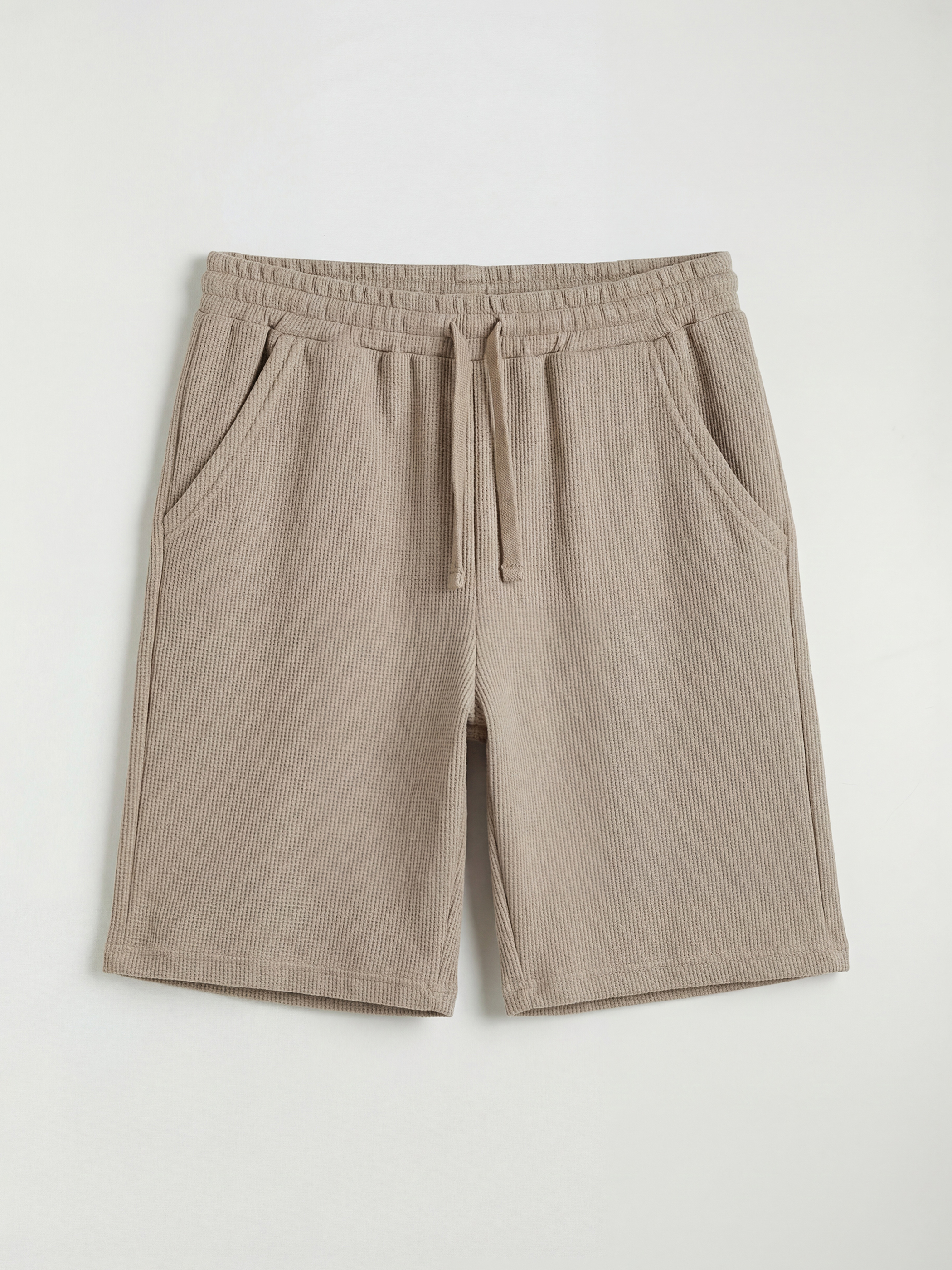 Kahverengi Bisiklet Yaka Kısa Kollu Erkek Çocuk Waffle Takım-3