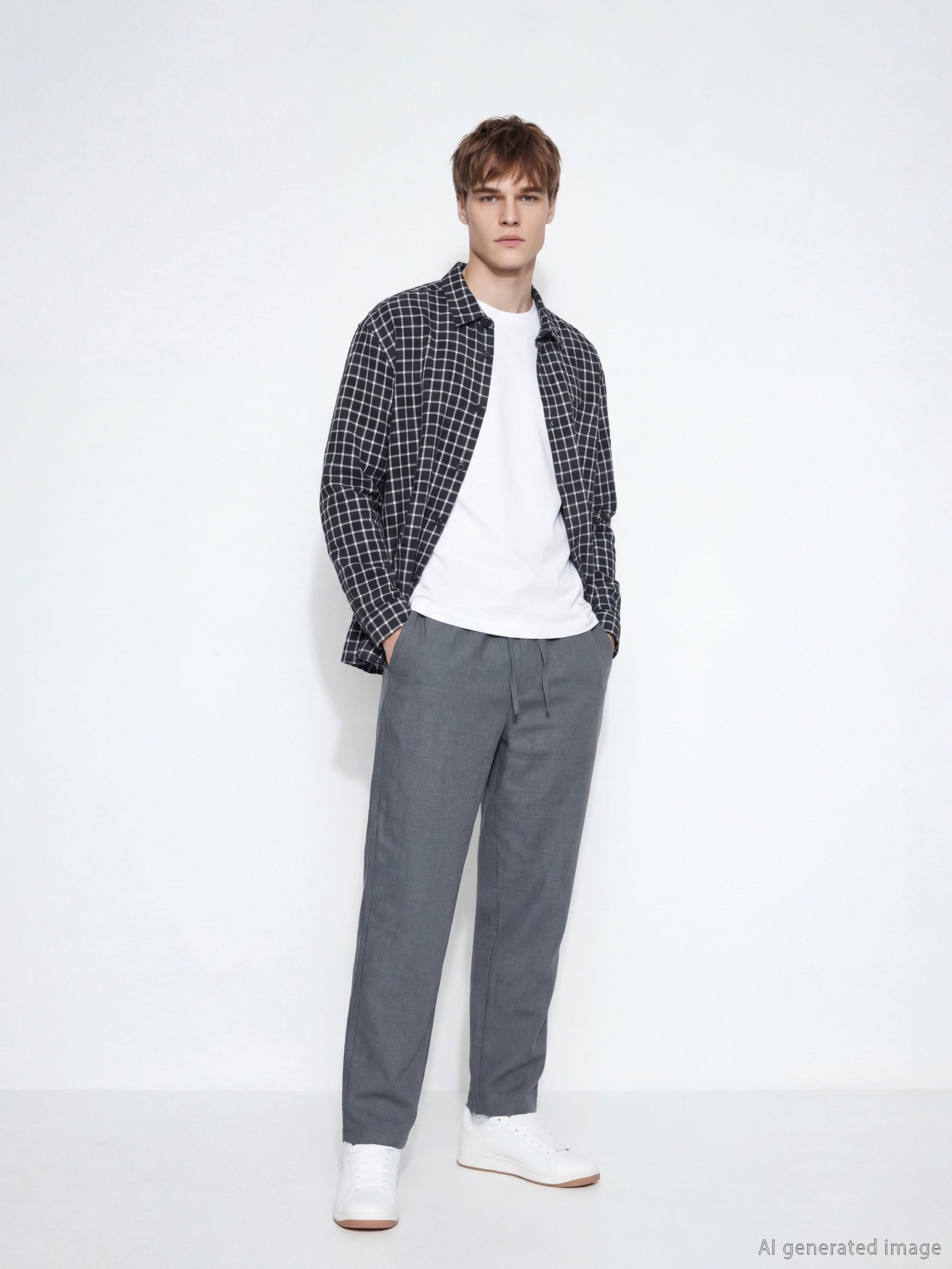 Pantalon Homme Coupe Ample Aspect Lin